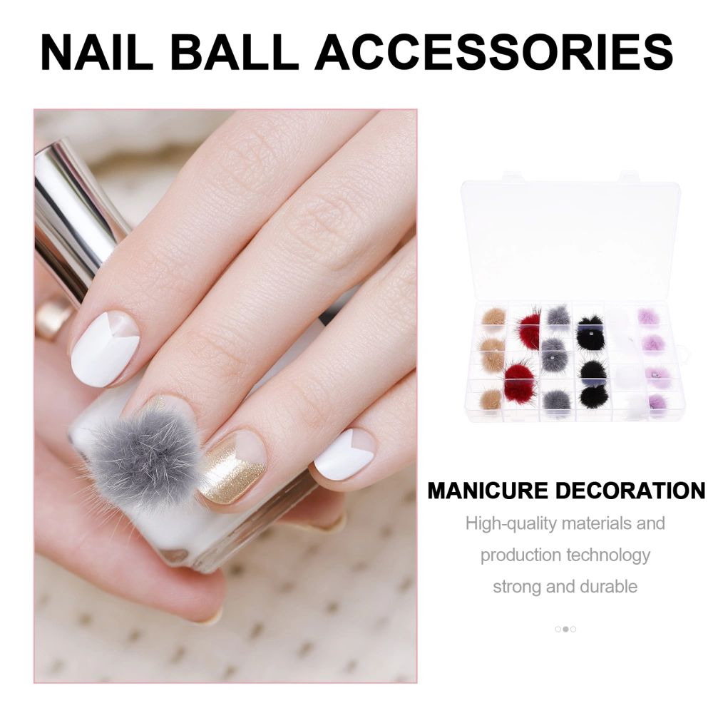 1Box Adorable Magnetic Fluffy Ball Nail Decors Nail DIY Decors for Women