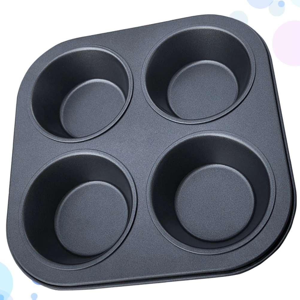 Muffin Cake Molds 4 Grids Oven Baking Tray Cupcake Non-stick Baking Cups Baking Mold for Home (Black)