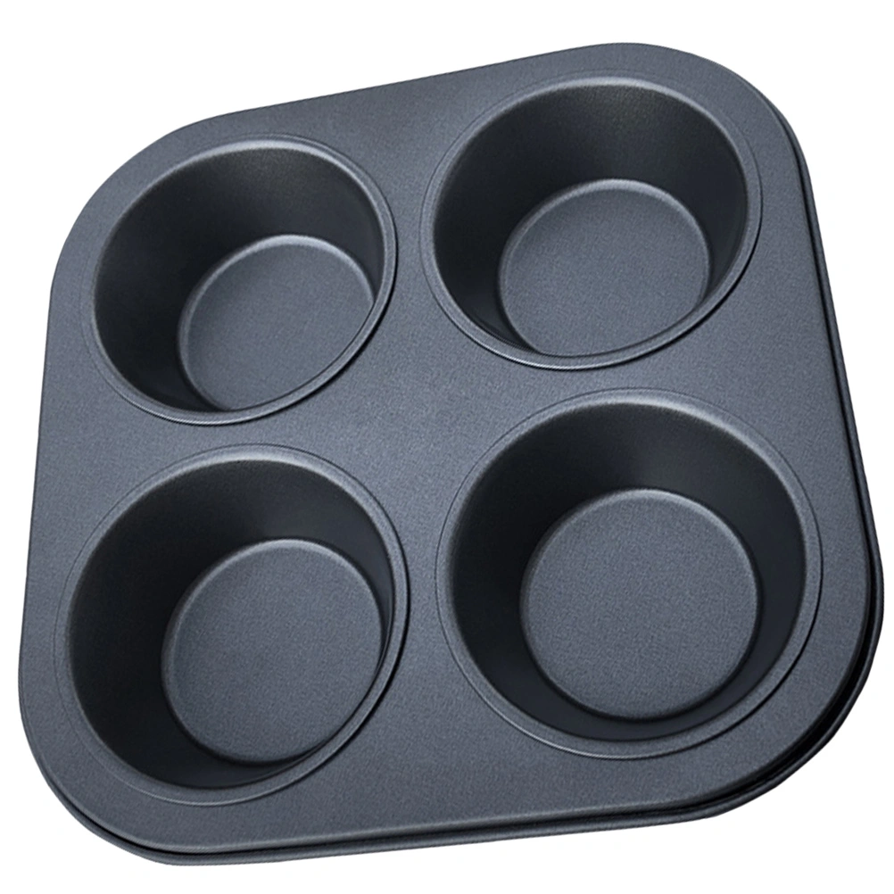 Muffin Cake Molds 4 Grids Oven Baking Tray Cupcake Non-stick Baking Cups Baking Mold for Home (Black)