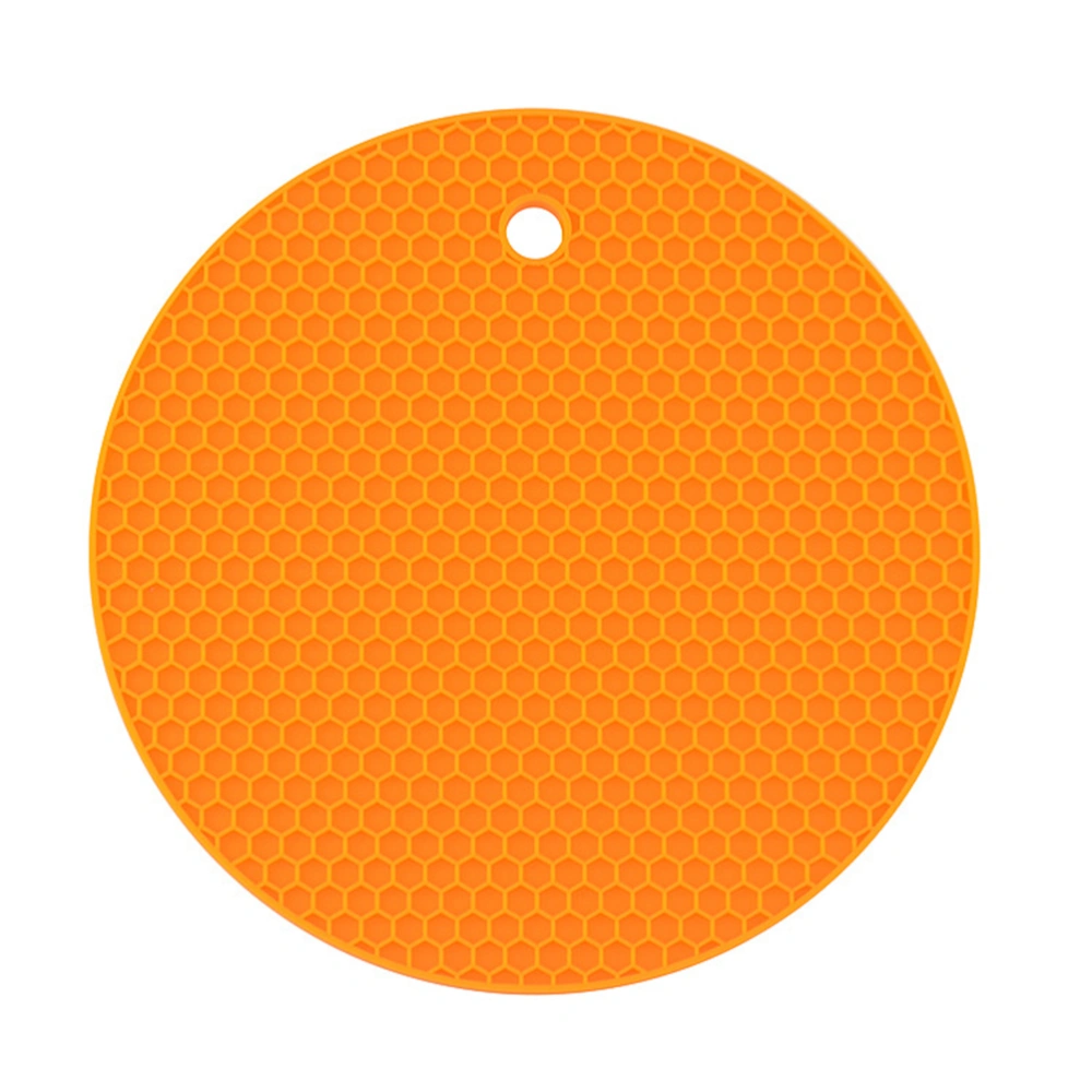 Round Coaster Non-slip Silicone Cushion Pot Pan Mat Heat Resistant Mat Pad Kitchen Accessories (Orange)