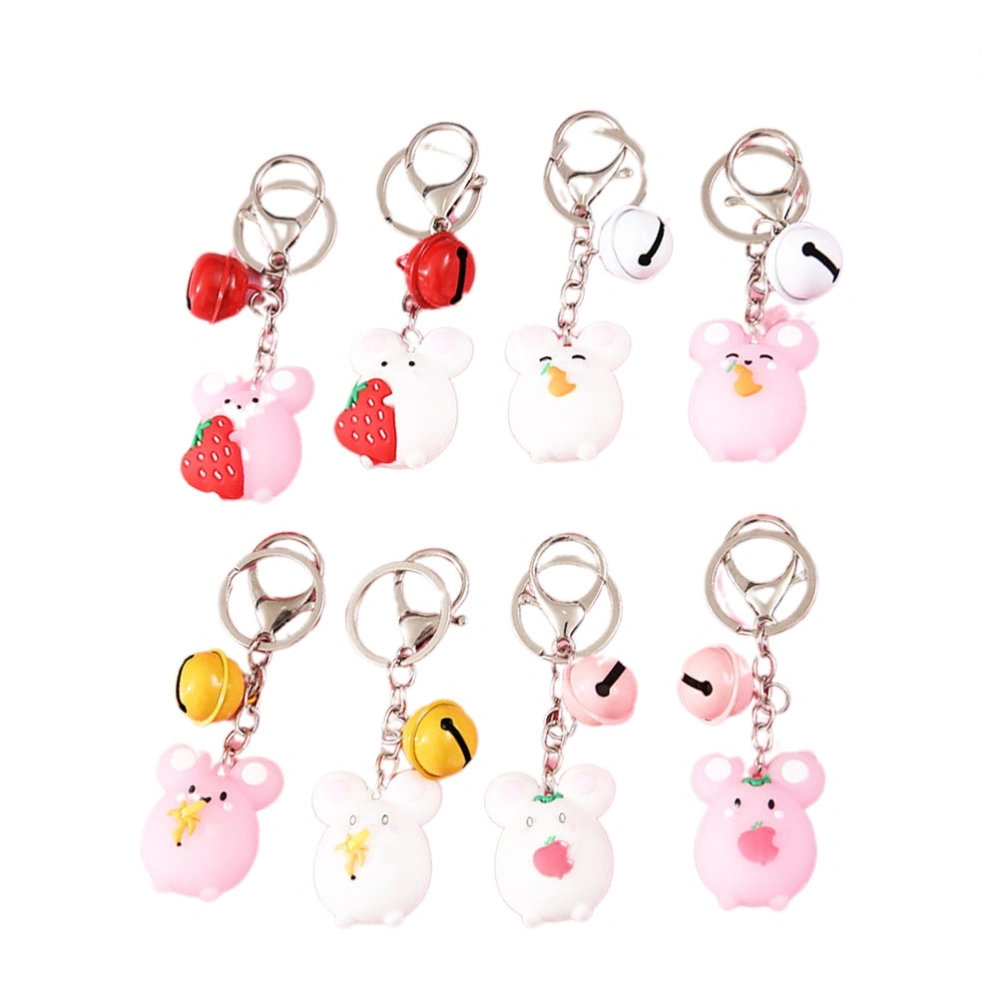 8pcs Rat Bell Decorative Key Chain Funny Creative Bag Hanging Pendant Keyring Car Pendant Key Holder (Mixed Style)