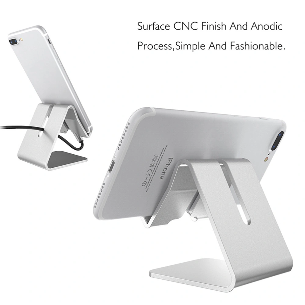 Metal Mobile Phone Holder Tablet Bracket Aluminum Alloy Desktop Stand Flat Bracket Lazy Phone Holder(Silver)