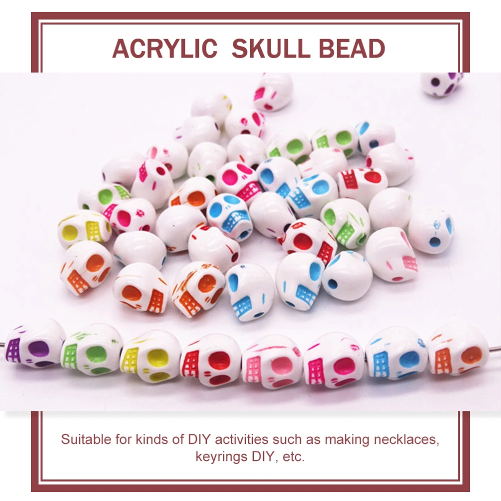 200pcs DIY Skull Head Beads Loose Spacer Beads Jewelry Making Accessories