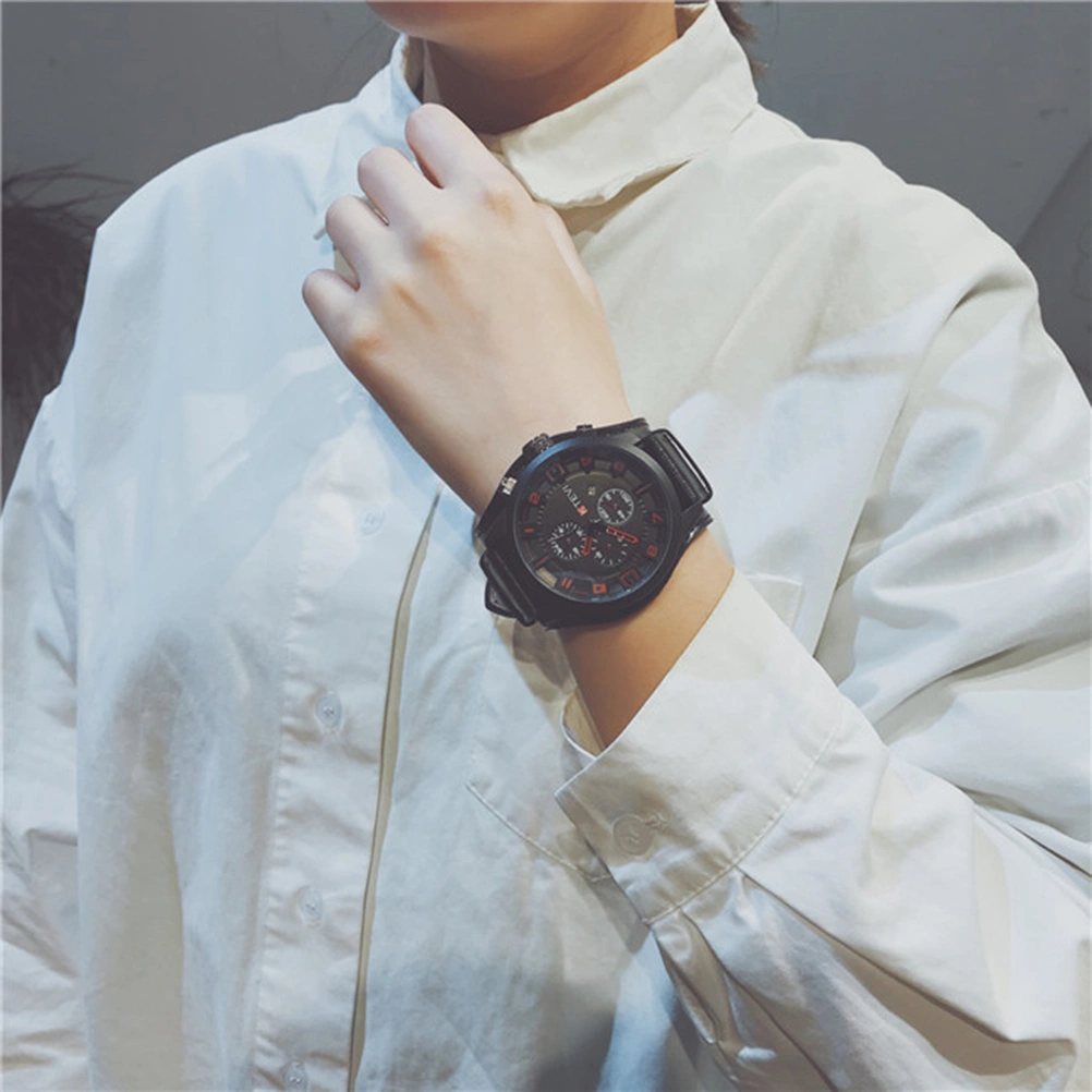 Men Wrist Watch Fashion Quartz Watch Large Dial Watch Birthday Gift for Boyfriend Father (Black Strap)