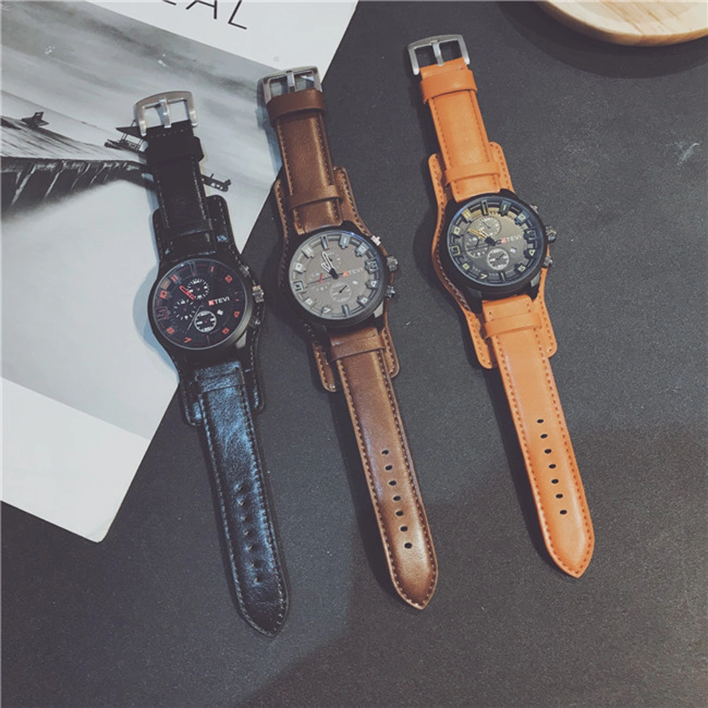 Men Wrist Watch Fashion Quartz Watch Large Dial Watch Birthday Gift for Boyfriend Father (Black Strap)