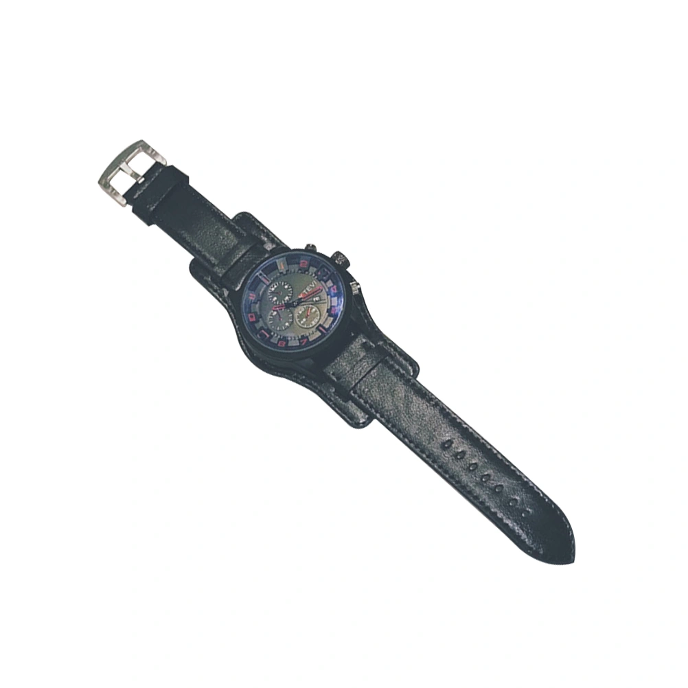 Men Wrist Watch Fashion Quartz Watch Large Dial Watch Birthday Gift for Boyfriend Father (Black Strap)
