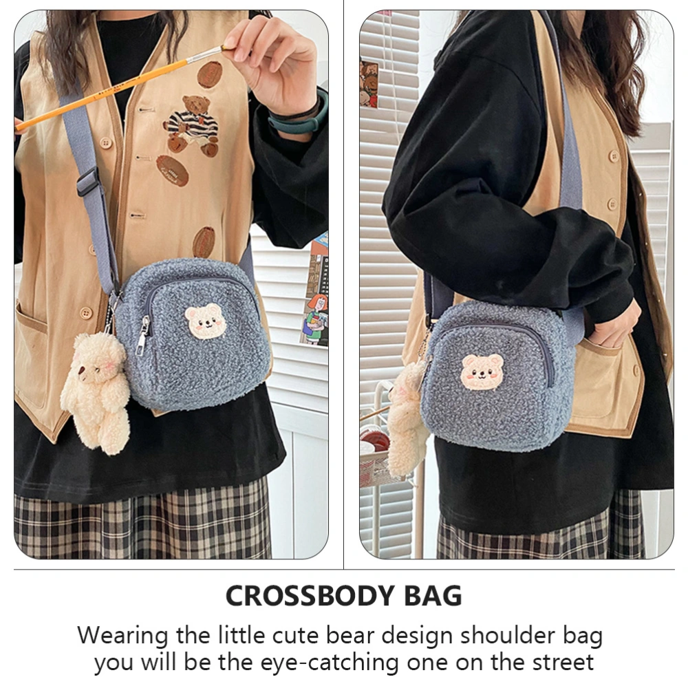 1 Pc Lovely Bear Bag Lamb Wool  Crossbody Bag Fashion Woman Bag Bear Bag