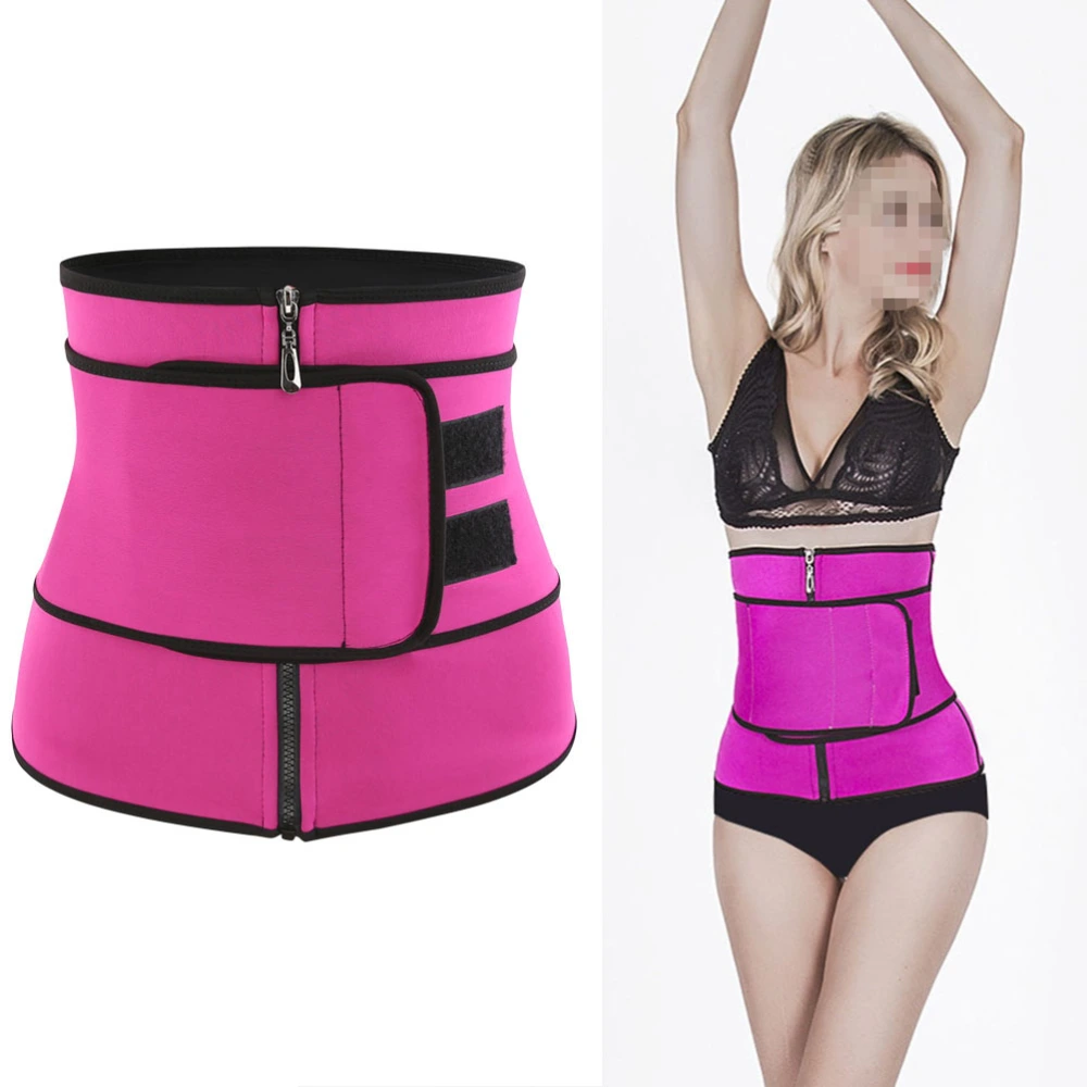 1PC Women Zipper Sports Waistband Corset Slimming Belt Fitness Body Shapers Shapewear - Size XXL (Rosy)