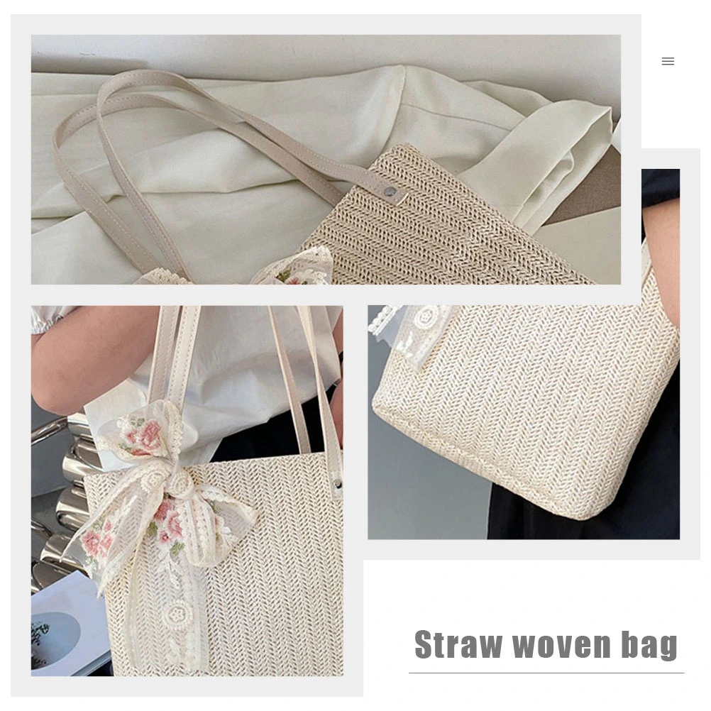 Women Holiday Bag Woven Straw Woven Handbag Large Capacity Bag Outdoor Pouch