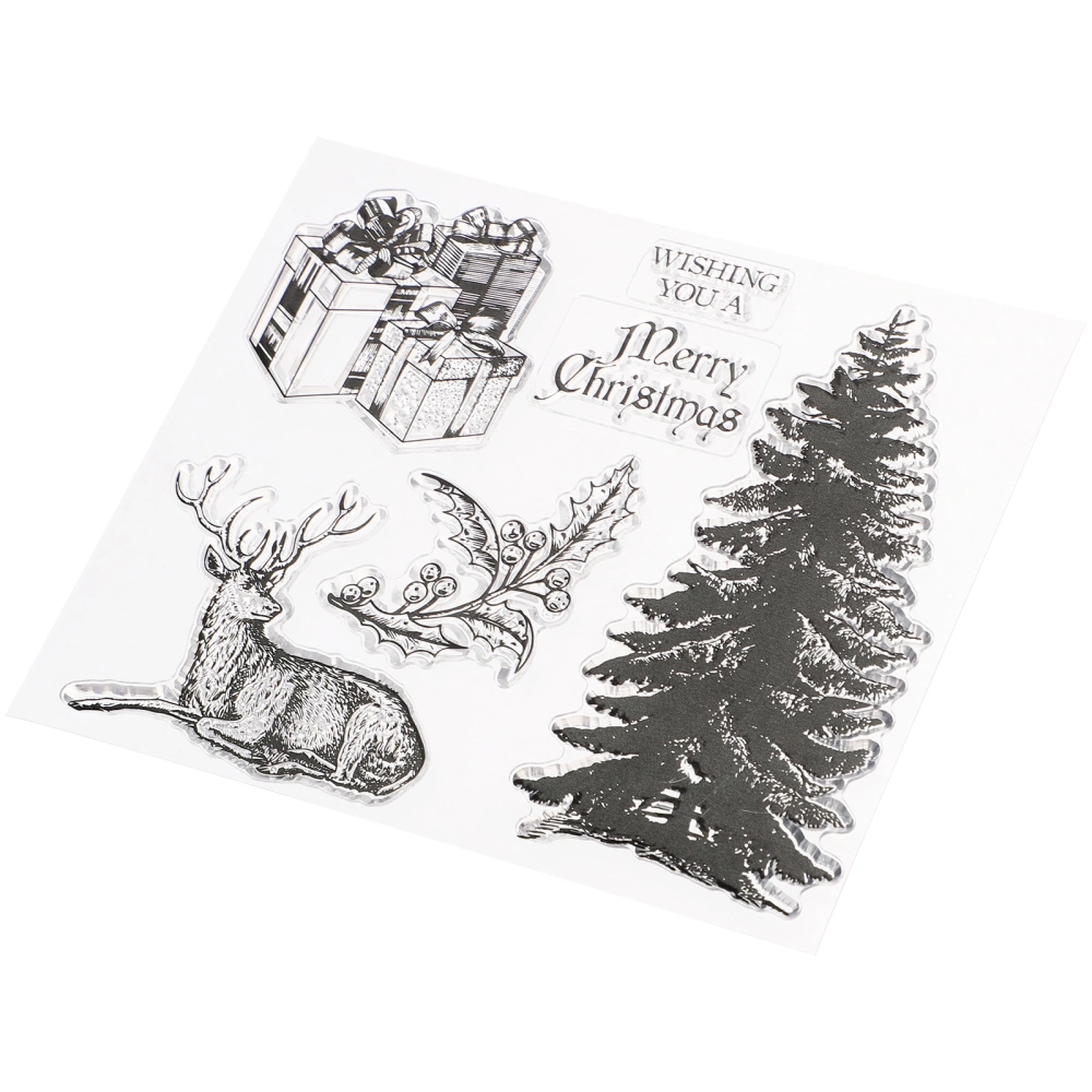 Silicone Clear Stamps Cling Seal Sheet Christmas Tree Rubber Stamps for DIY Scrapbooking Photo Album Diary Decoration (T1399)