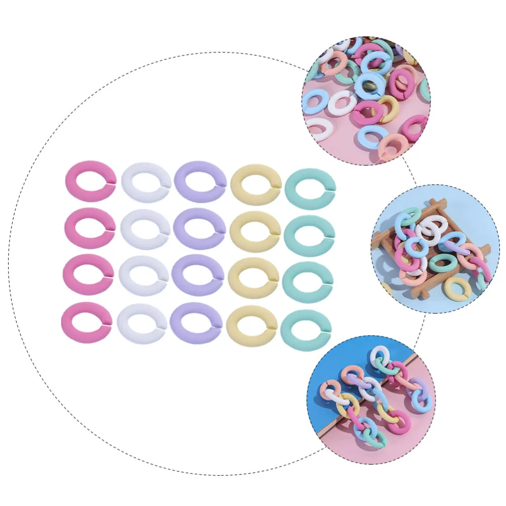 20Pcs Colored Connecting Chain Acrylic Ring Detachable Buckles Key Chain DIY Buckles