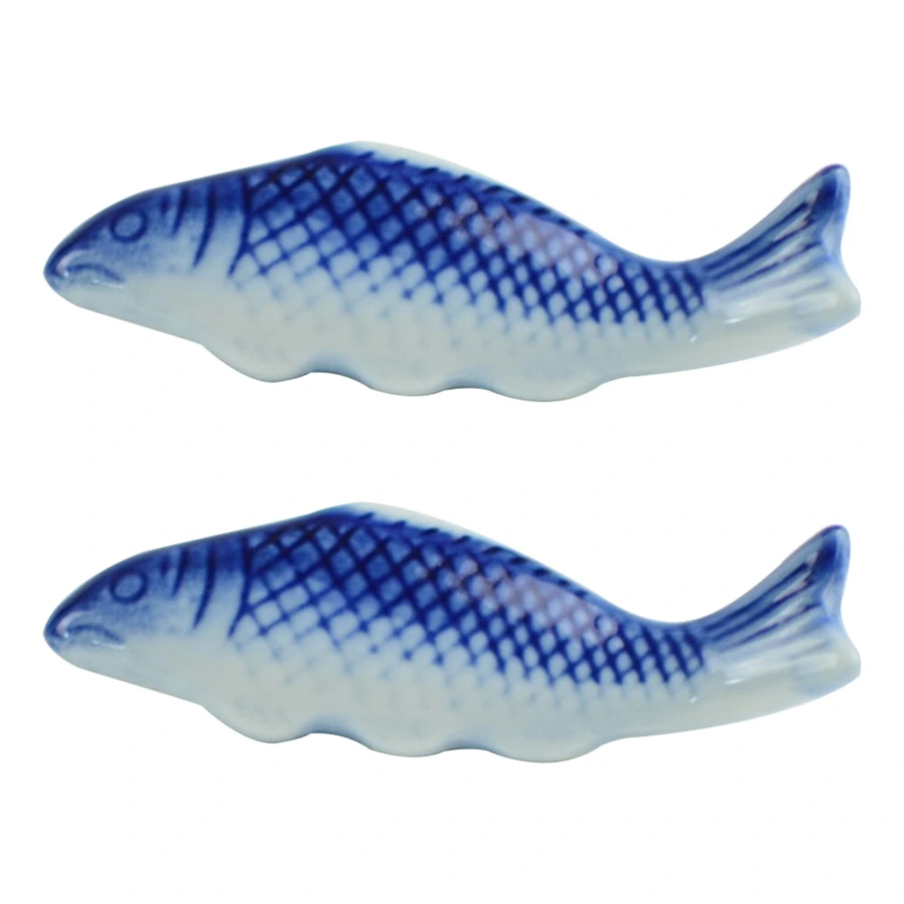 2pcs Fish Shape Chopsticks Holder Ceramic Cutlery Holder Kitchen Chopstick Rest