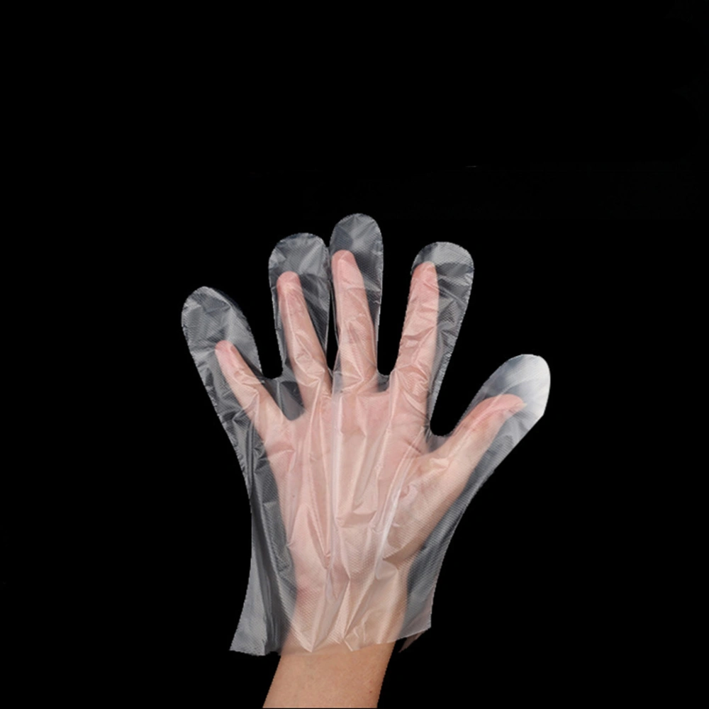 10 Packs Thin Restaurant PE Gloves Practical Hand Protective Gloves Disposable Film Gloves (100pcs/Pack, 0.4g)