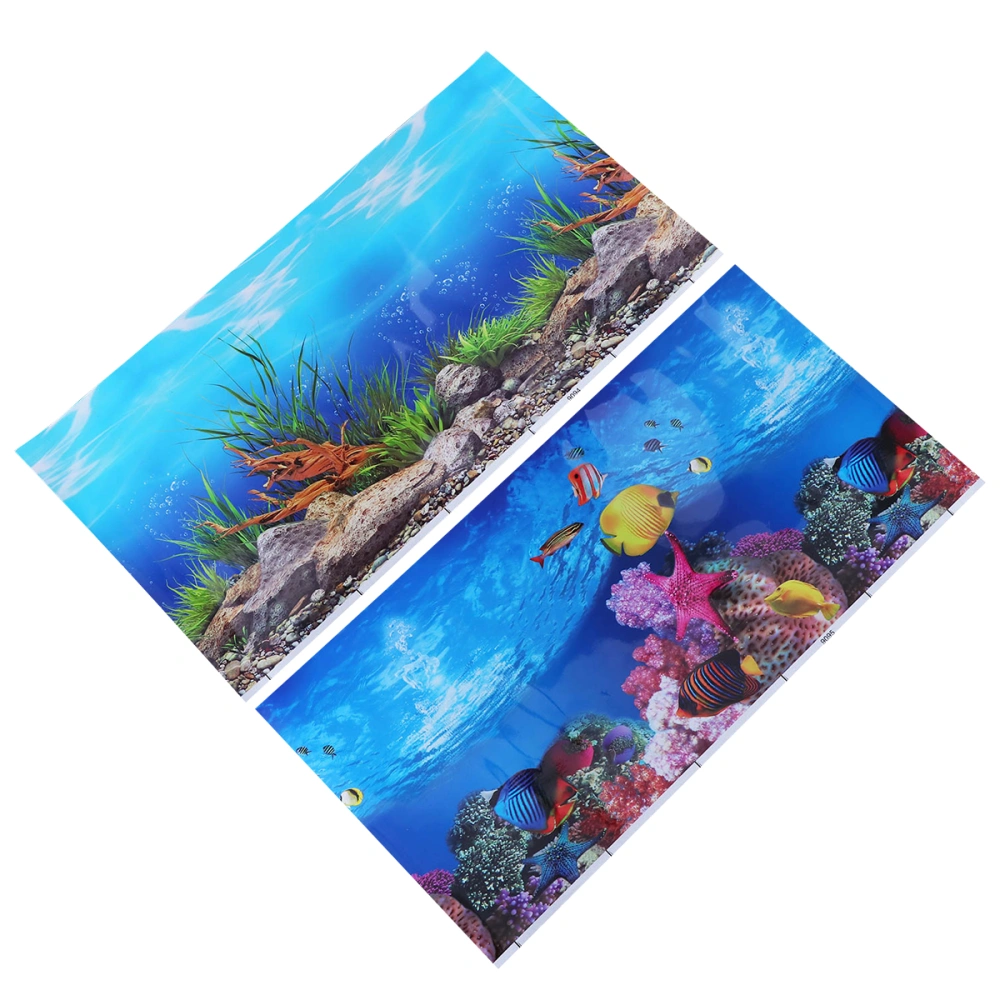 Aquarium Fish Tank Background Sticker 3D Double-sided Adhesive Wallpaper Fish Tank Decorative Pictures (42x30cm, Style A)