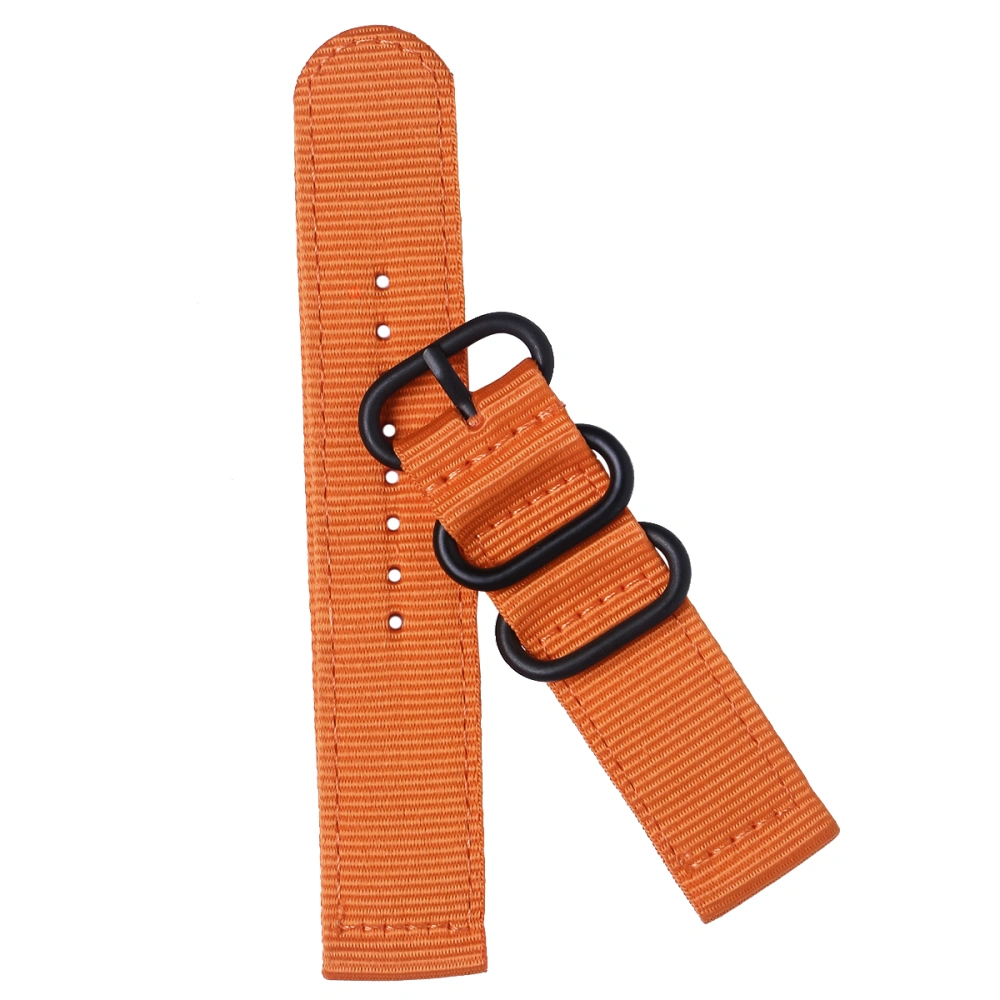 20mm Watch Strap Webbing Durable 2-Joint Nylon Watch Band Wristband for Watch Replacement (Orange with Black Buckle)