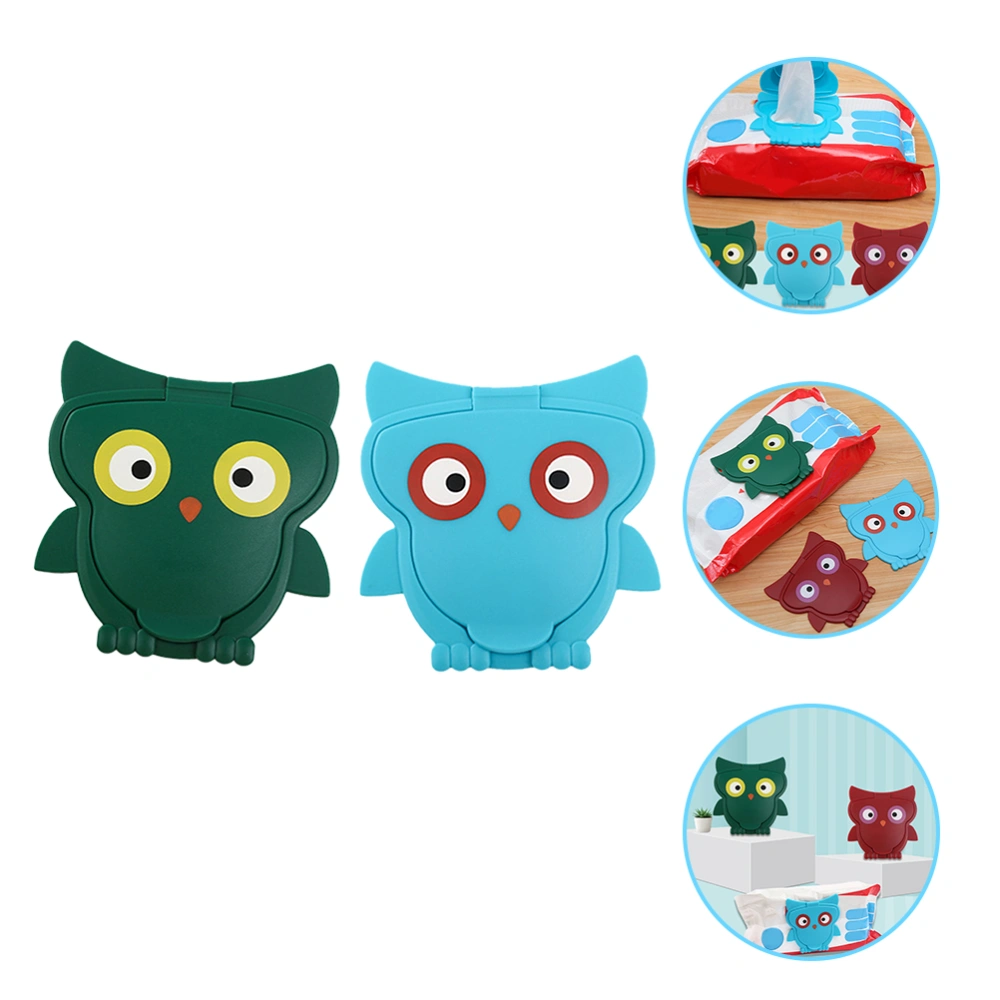 2pcs Dustproof Wet Wipe Lids Cartoon Owl Shaped Wet Wipe Protective Lids