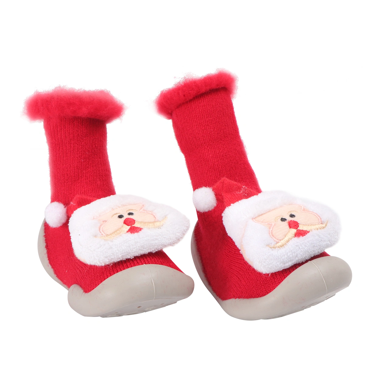1 Pair Christmas Season Baby Shoes Autumn Winter Infant Prewalker Cartoon Thickening Warm Socks Shoes Anti Shoes for Baby Wearing (Red Size 22/23 7US,6UK, 23EU,5.3055Inch)