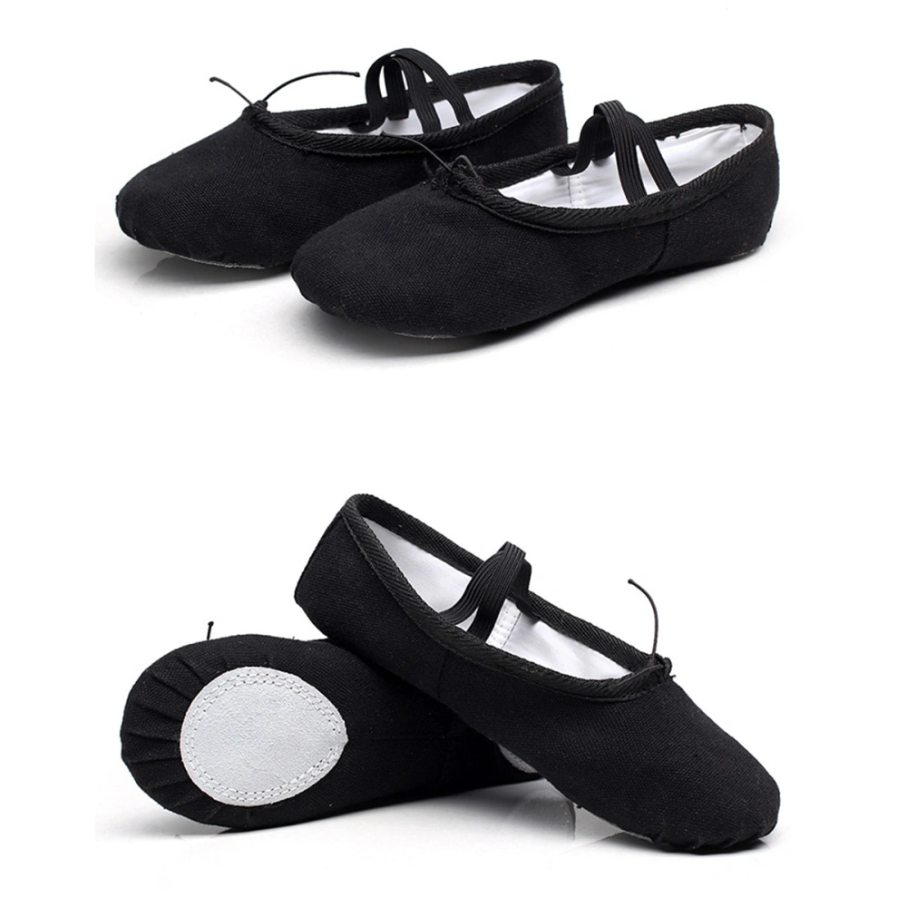 1 Pair of Ballet Shoes Lightweight Anti-slip Dancing Shoes Elastic Cord Yoga Shoes - Size 29 (Black)