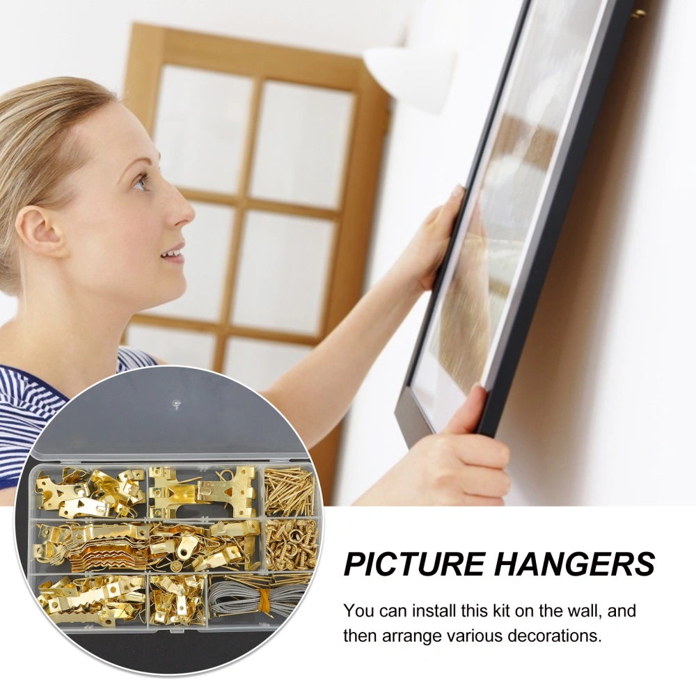 282pcs Durable Picture Hangers Kit Frame Hanging Hooks Nails Hanging Wire Set