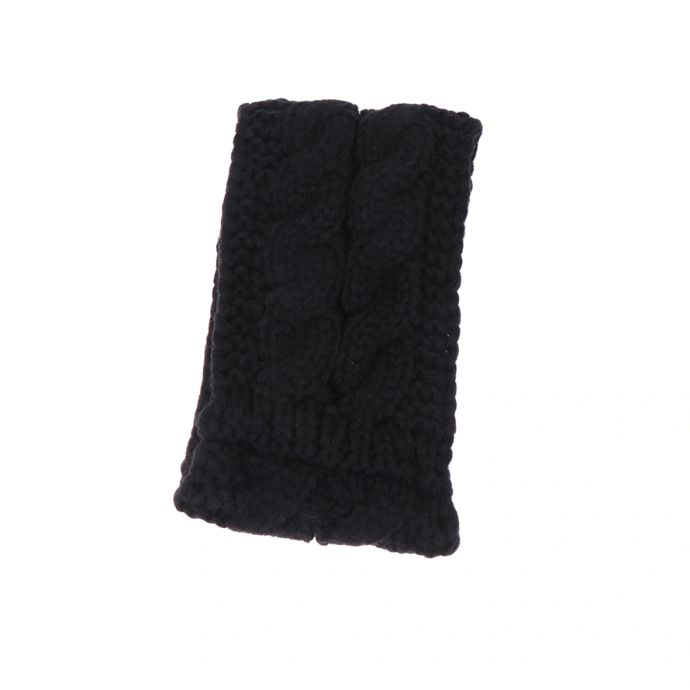 Knitted Wool Headband Elastic Ear Warmer Headwrap Fashion Hair Band for Autumn Winter (Black)