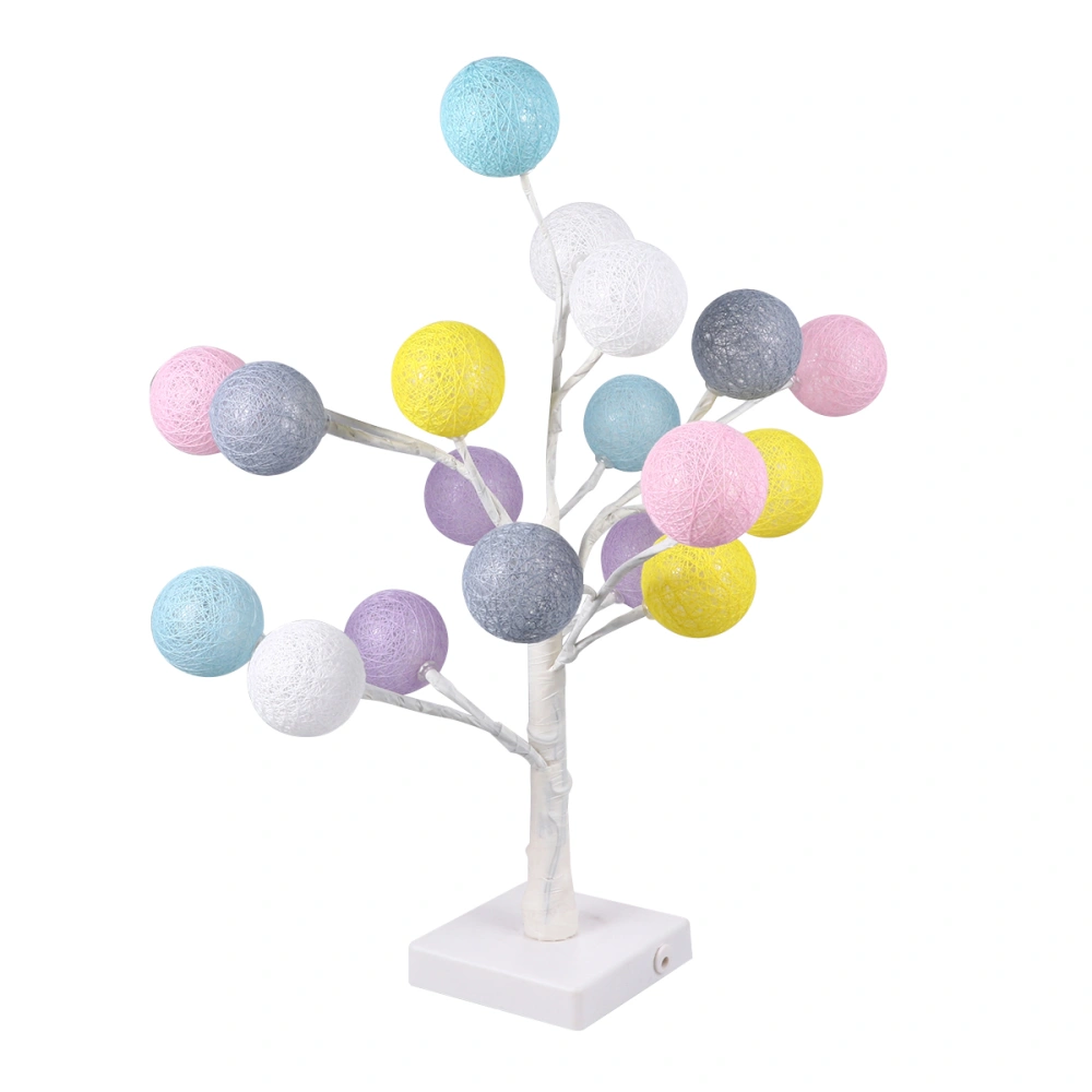 Cotton Thread Ball Tree Lamp Lovely Table Light Bedside Night Lights Home Decor (18 Heads, Colorful Macaroon)