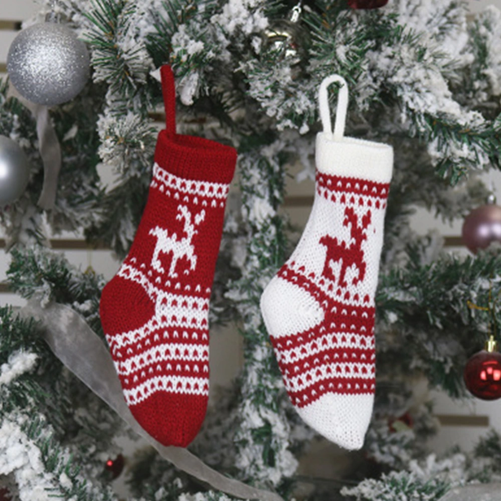 2PCS Christmas Stocking Hangers Christmas Gift Sock Christmas Candy Gift Bag