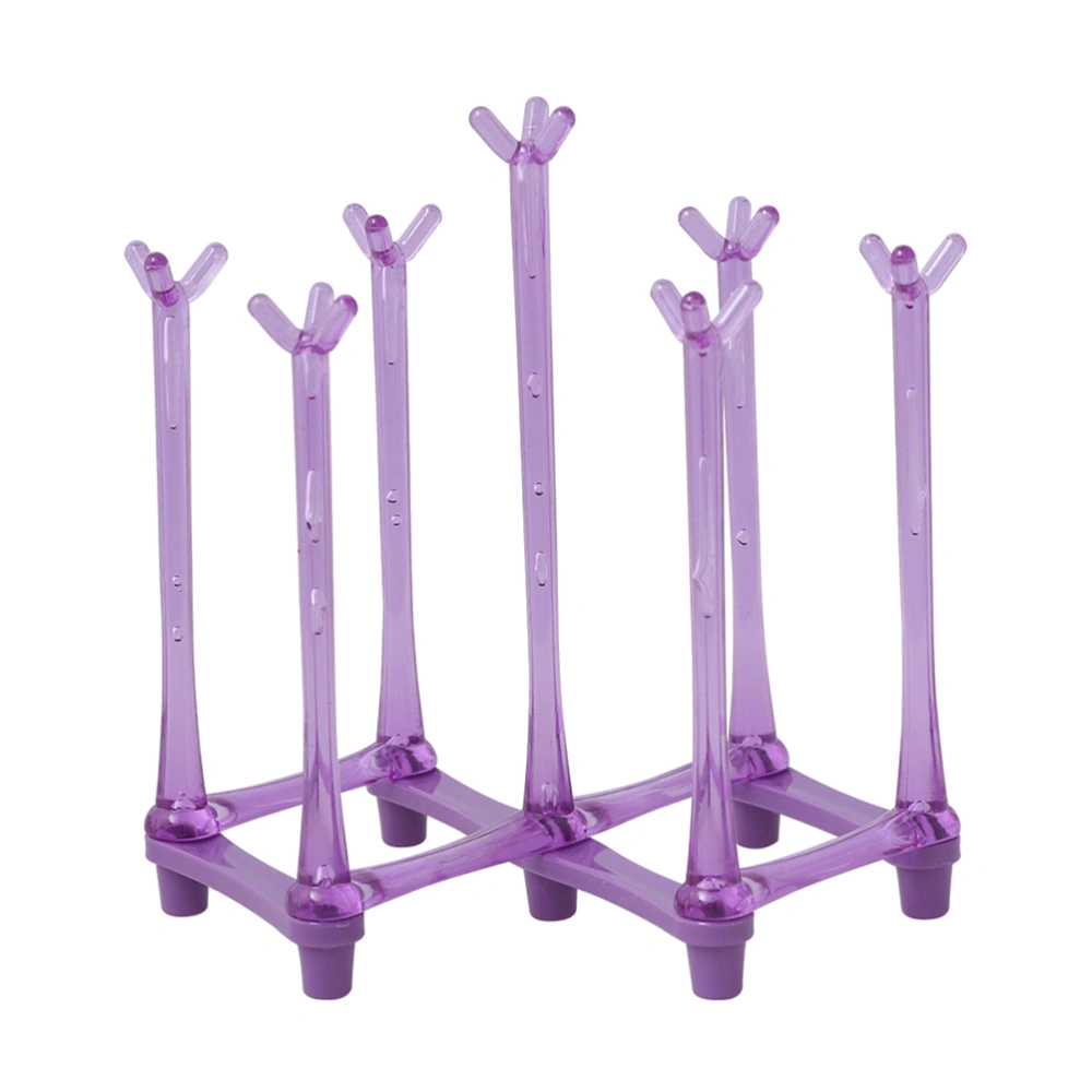 2pcs Retractable Drying Storage Rack Baby Bottle Stand Drinking Cup Holder Kitchen Organizer (Purple)