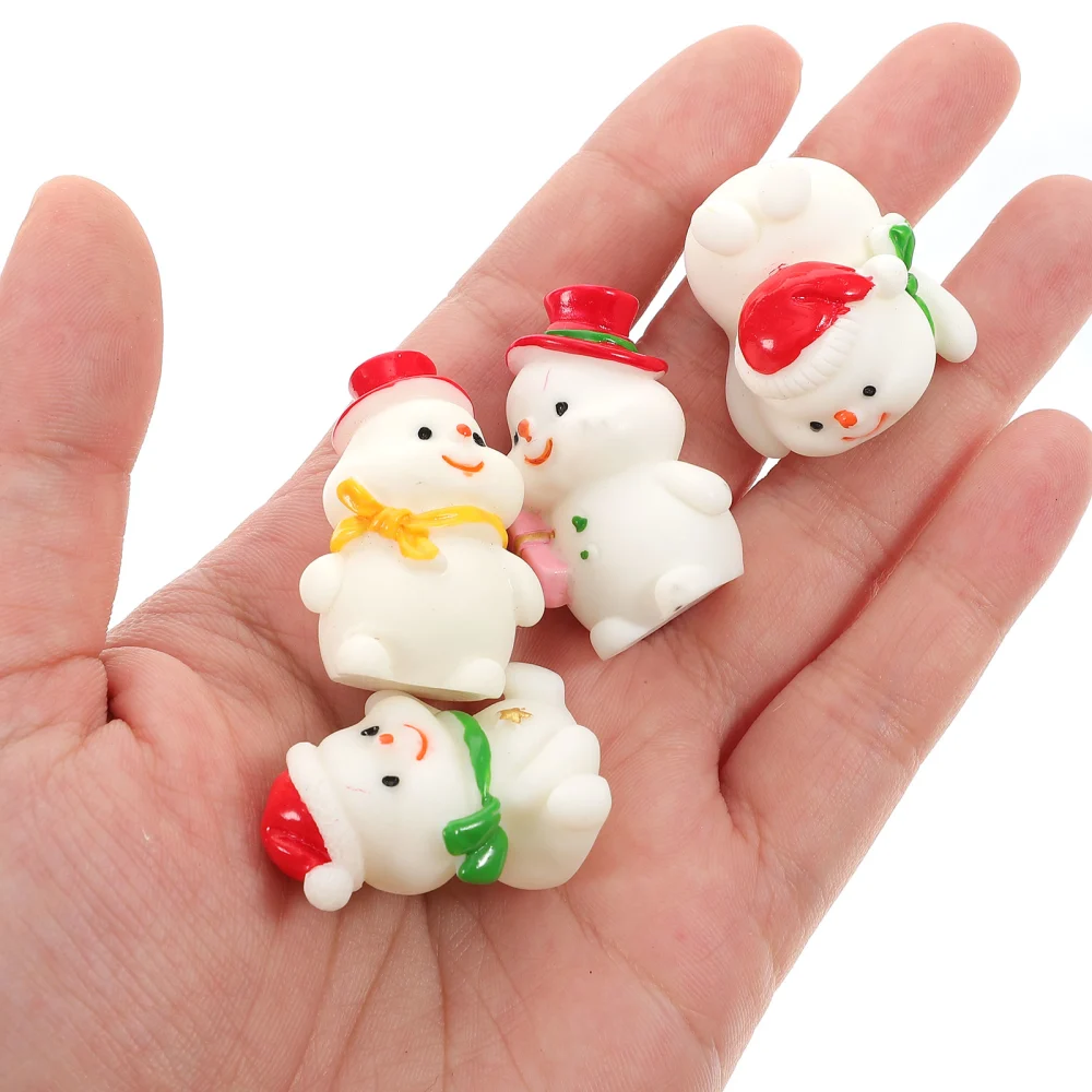 4pcs Miniature Snowman Statue Snowman Figurines Micro-landscape Snowman Ornaments