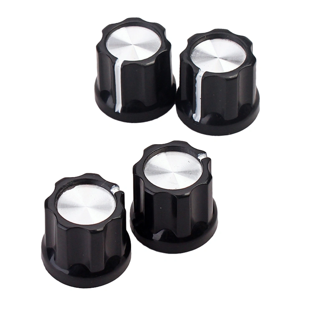 4pcs Black Silver Guitar Bass Amp Knob Buttons D-type Shaft Pot Knobs (Black)