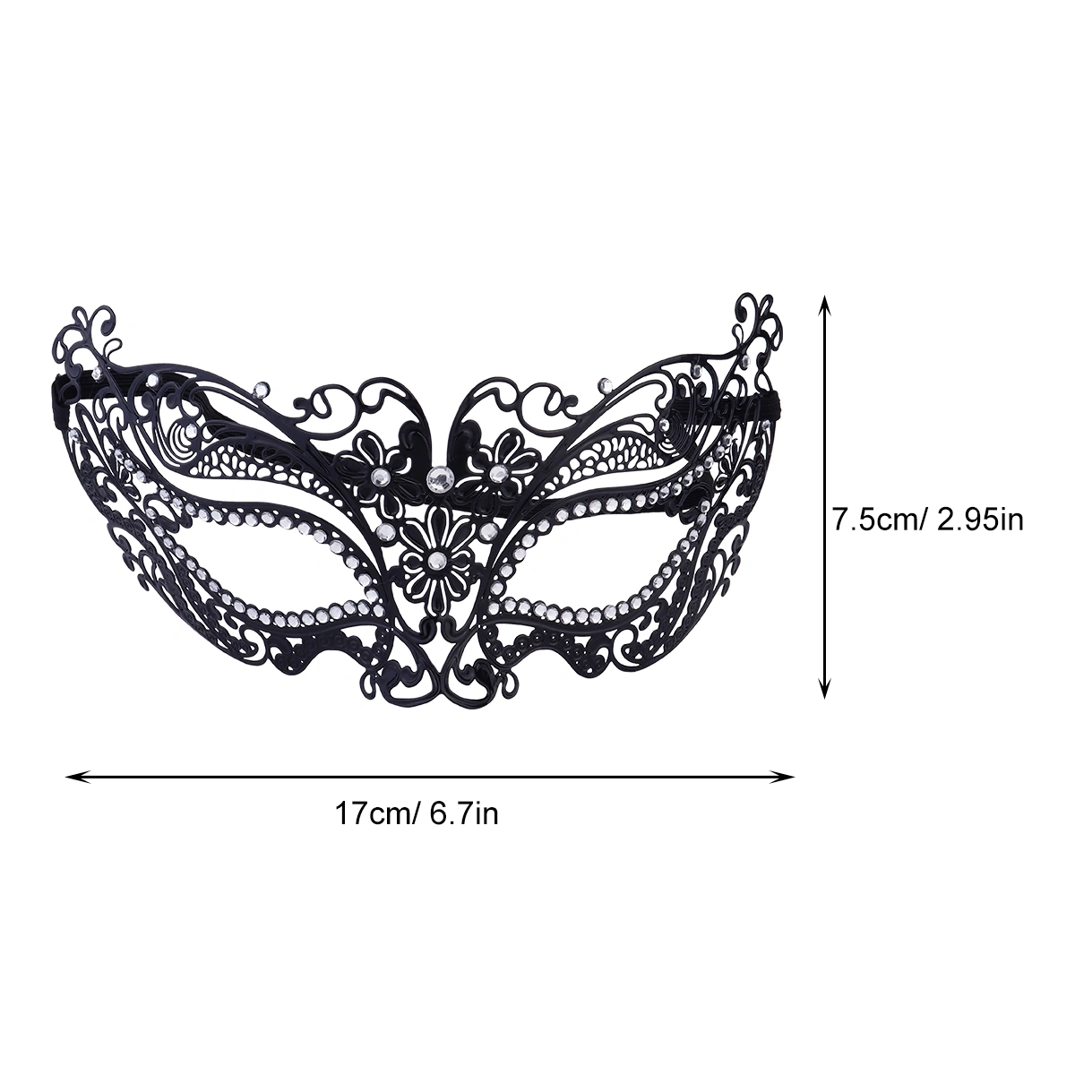 1Pc Metal Diamond Iron Mask Halloween Party Dancing Party Mask (Black)
