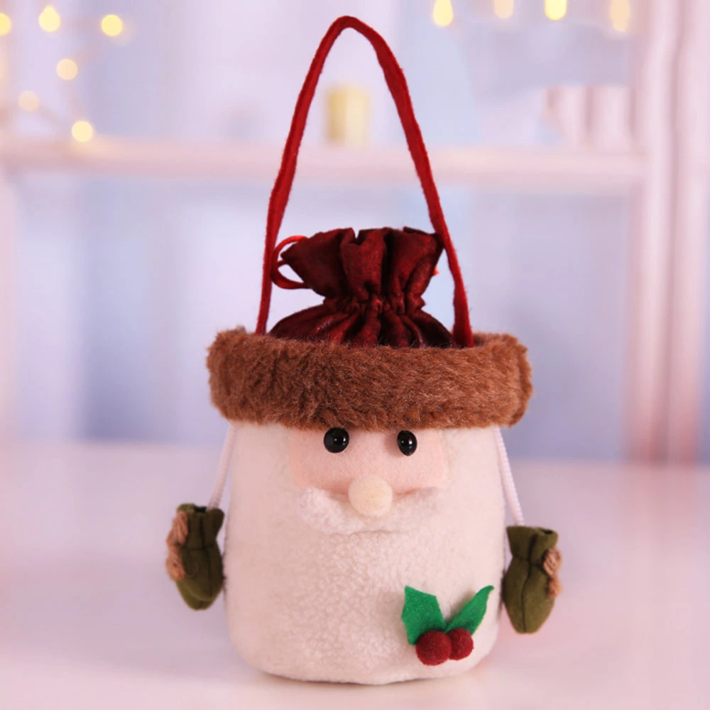 Christmas Portable Tote Bag Apple Holder Container Gift Favors Candy Drawstring Bag (Santa Claus)