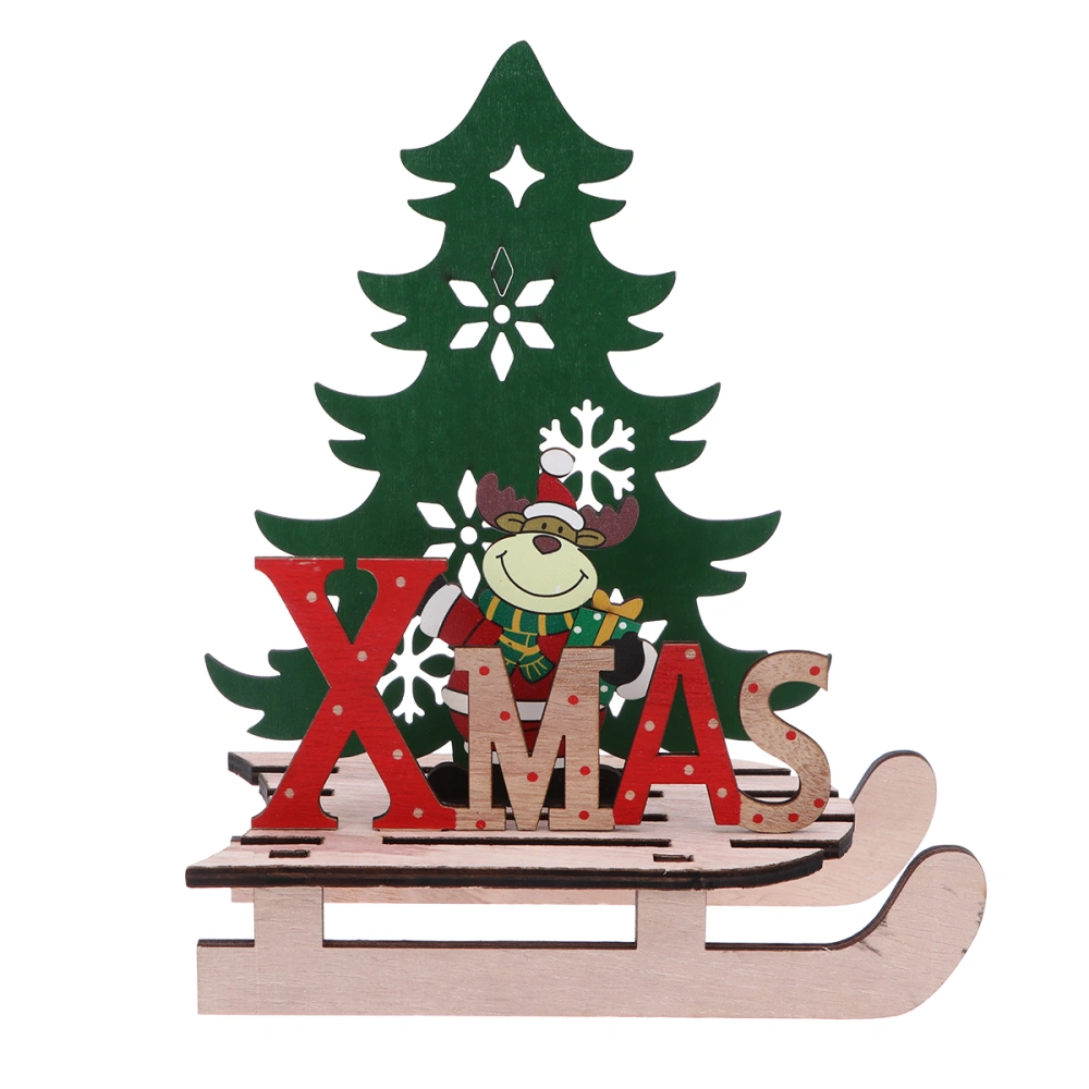 DIY Wooden Christmas Ornaments Sledge Shape Christmas Decor for Home Store Office - Large Deer