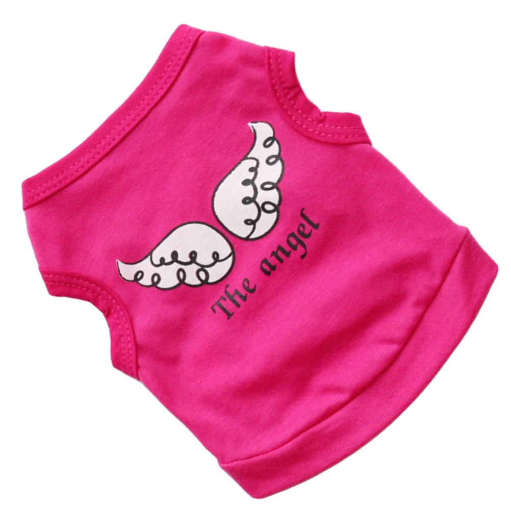 Stylish Dog Puppy Dress Angel Wings Vest Cartoon Pet Spring and Summer Clothes Pet Cotton Vest (Rosy, Size M)