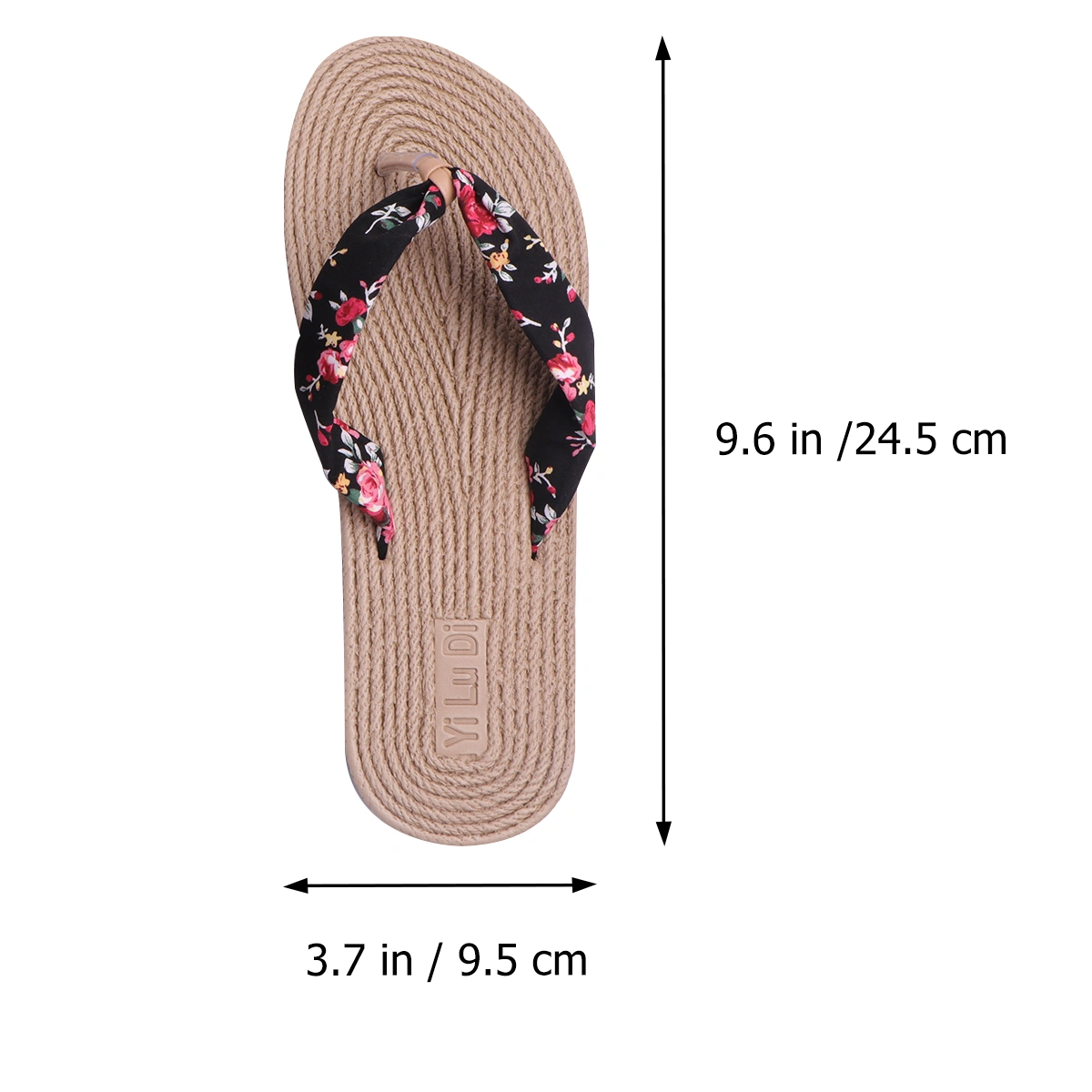 1 Pair of Casual Flip-flops Beach Sandal Summer Printed Imitation Straw Flat Slippers - Size 39