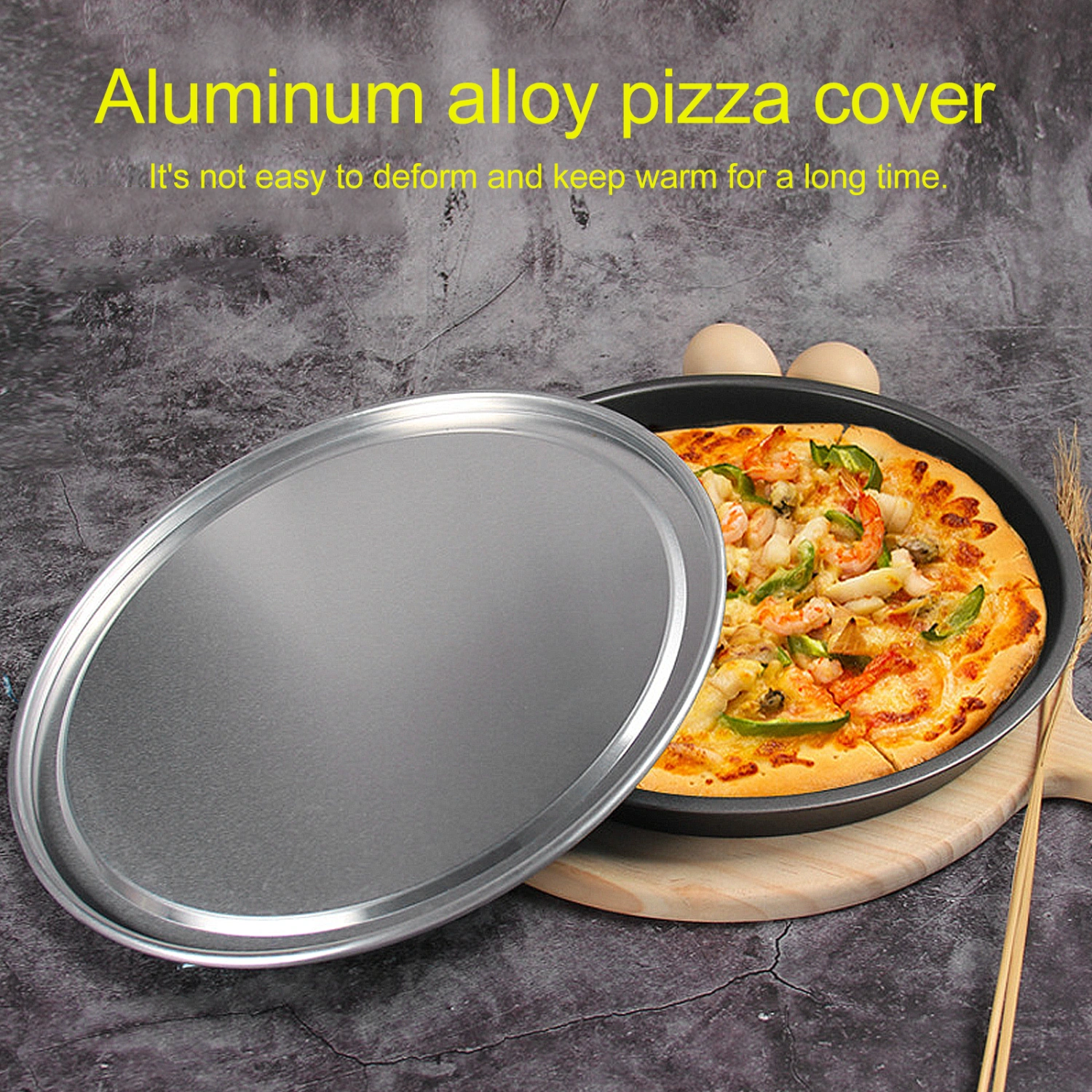 1pc Pizza Pan Cover Kitchen Aluminum Alloy Food Cover Durable Dust Cover