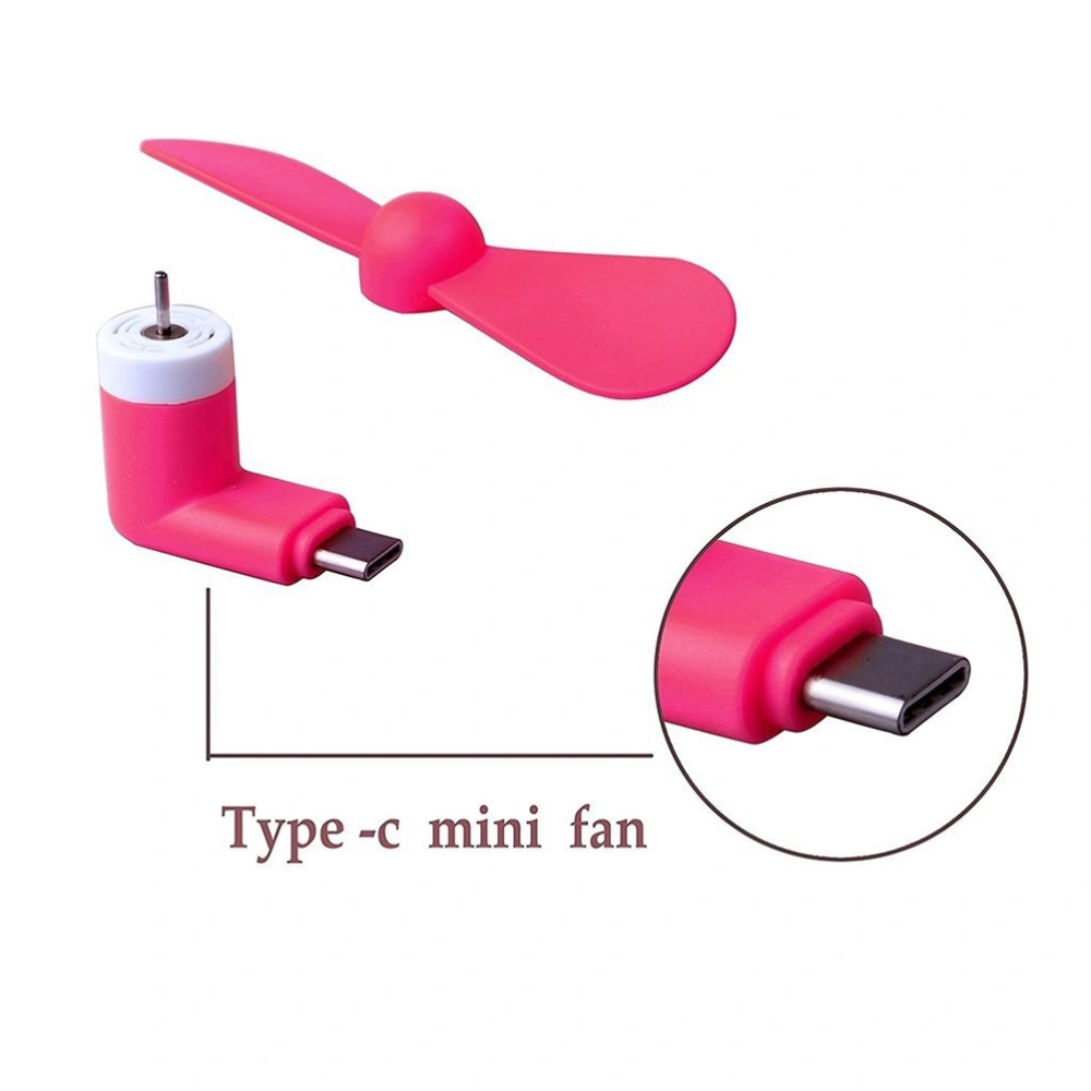 Mini Portable Type-C Smartphone Fan with Two Leaves Cooling Ventilator for Gionee S8 (Rose Red)