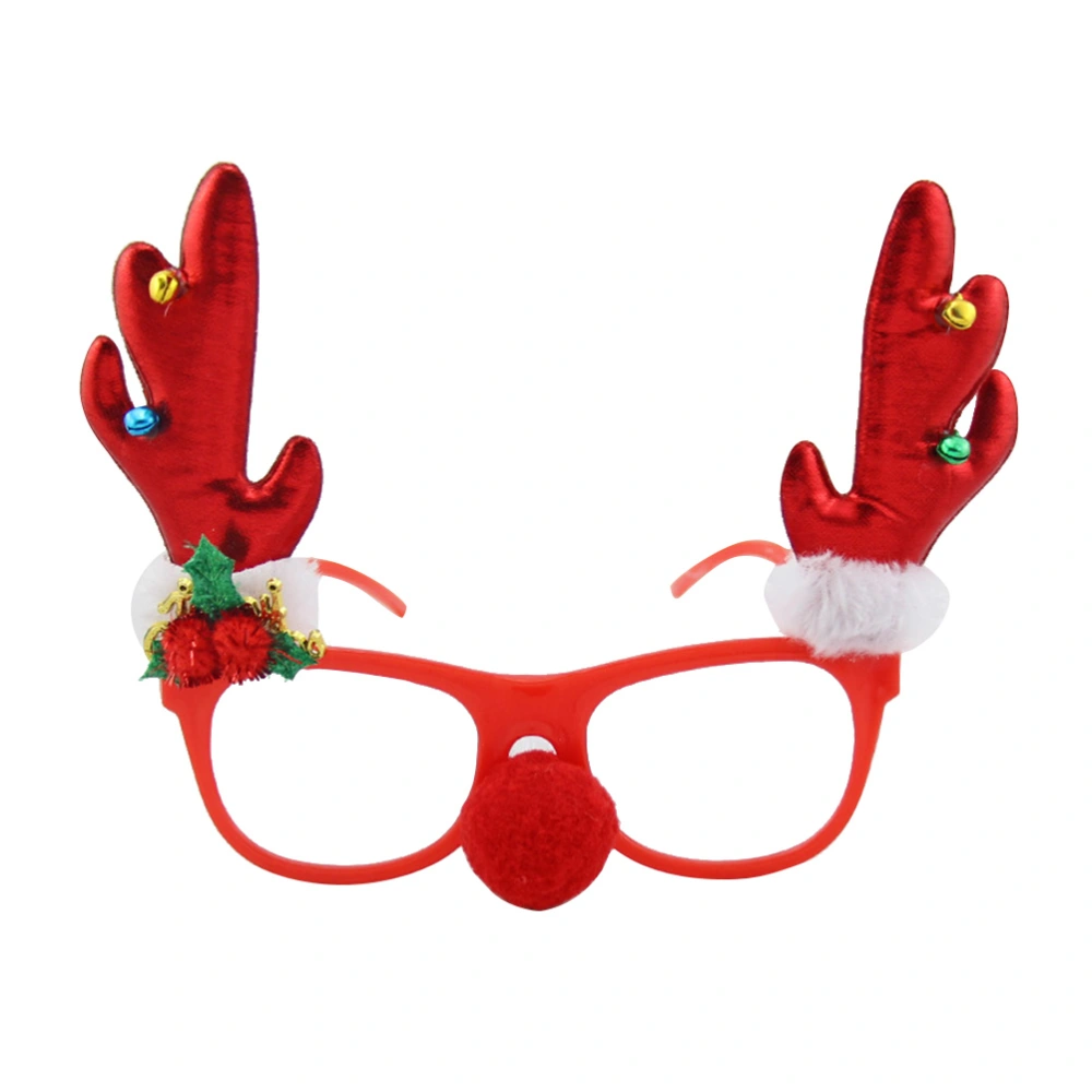 Christmas Antlers Glasses Frame Photo Props Party Favors Supplies for Kids Birthday Costume Party Cosplay (Red)