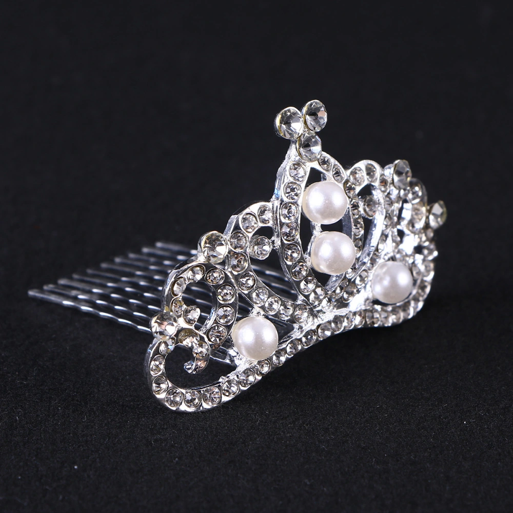 Girl Rhinestone Pearl Crown Tiara Sparkling Headband Crowns Hair Accessories for Children