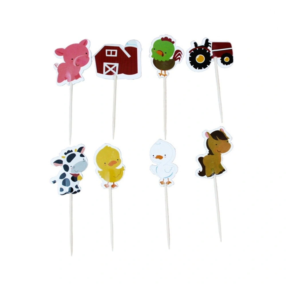 24 Pcs Animal Farm Cake Cupcake Toppers Adorable Cake Decorating Supplies for Party Birthday