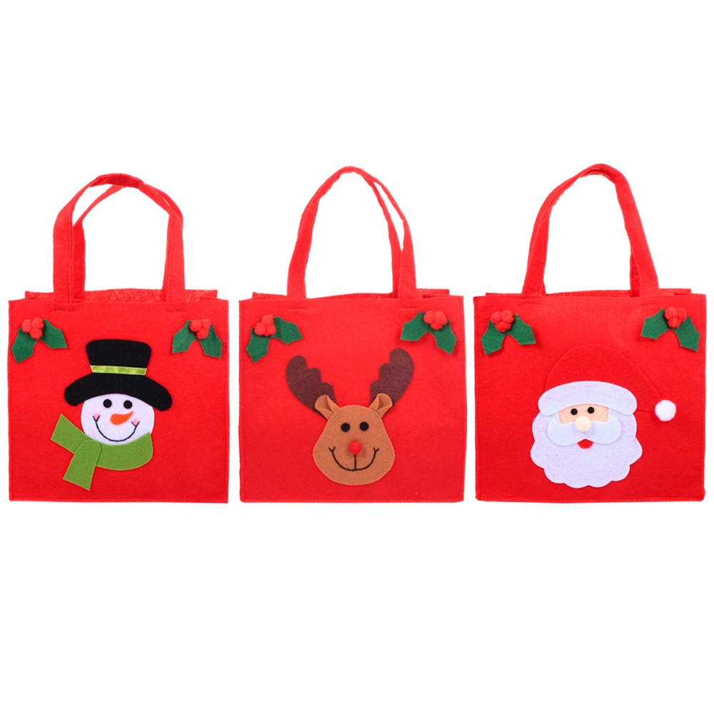 3pcs Christmas Bag Decorative Hand Bag Gift Packaging Souvenir Bag Candy Pouch