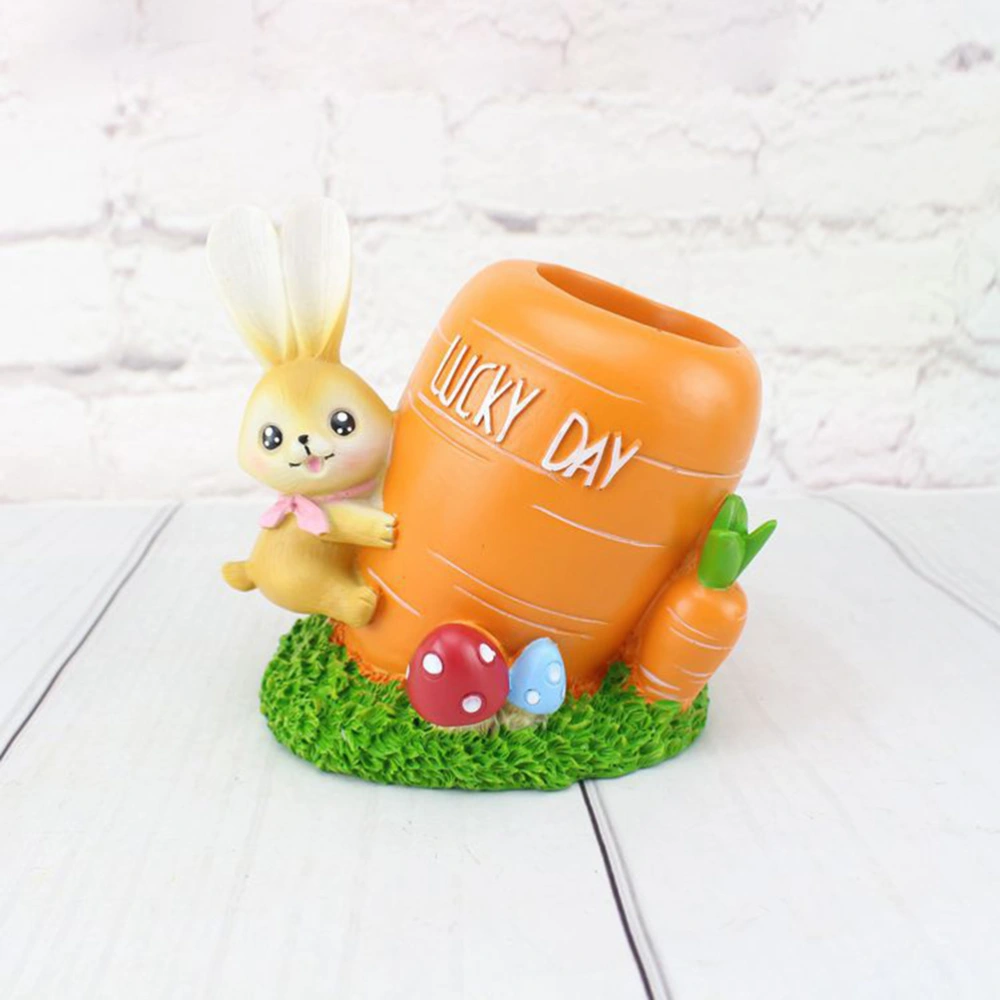 Creative Resin Rabbit Carrot Pen Holder Carrot Pencil Storage Holder Decoration Desktop Crafts Home Decor Gift