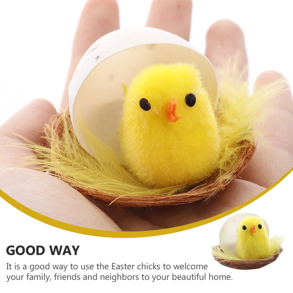 12pcs Easter Chick Decor Simulation Mini Chicks Home Desktop Decor (Yellow)