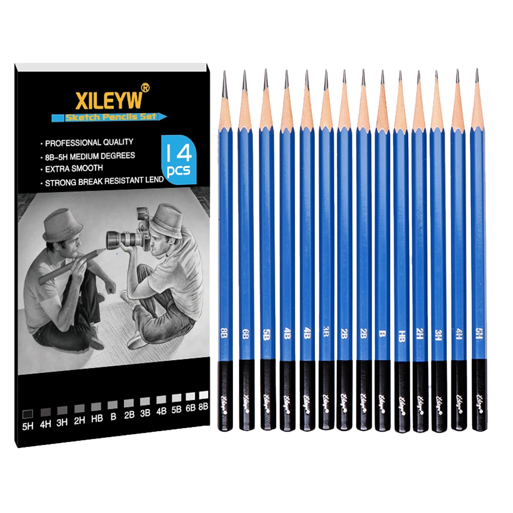 14pcs Wooden Handle Sketching Pencils Art Practicing Pencil Sketch Painting Tools