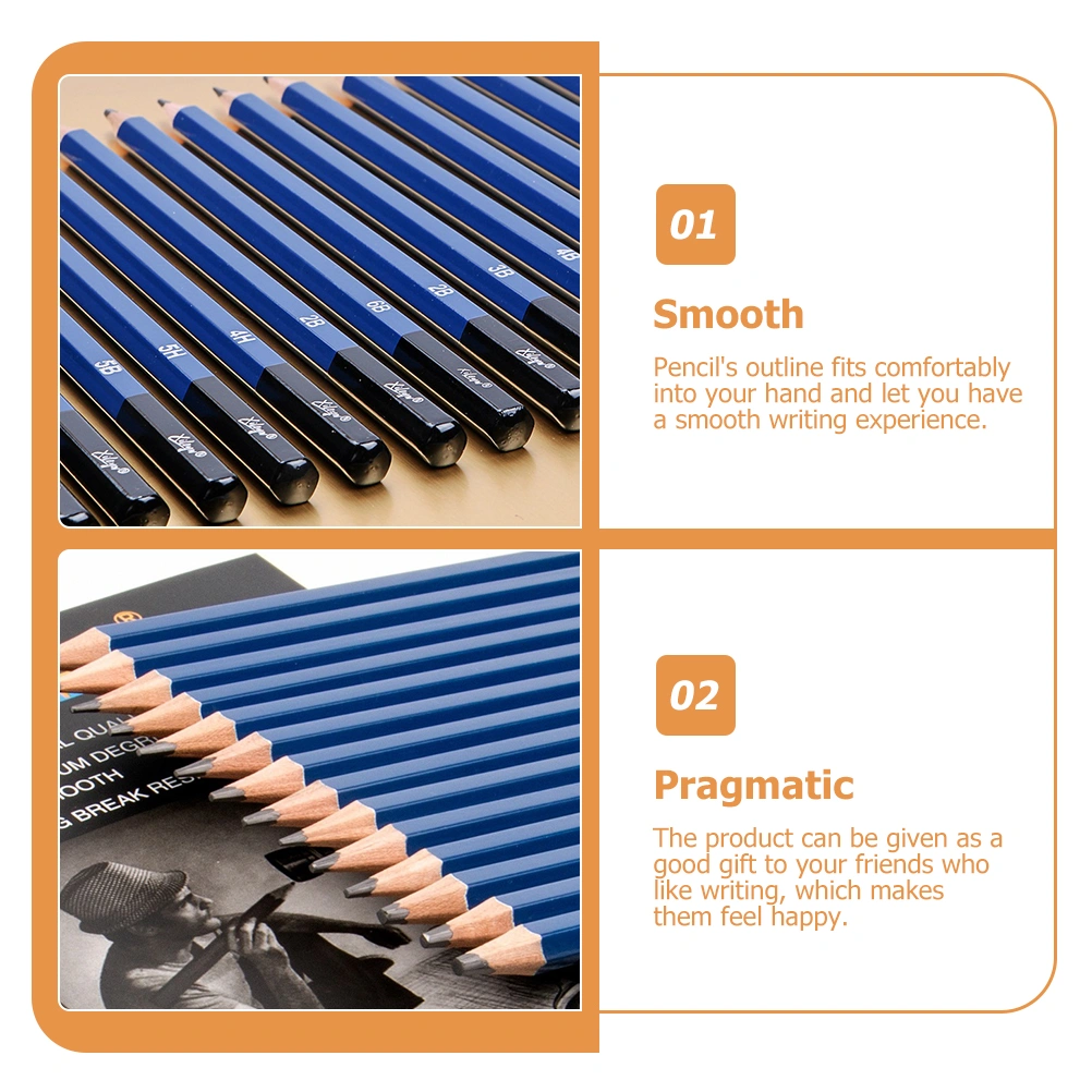 14pcs Wooden Handle Sketching Pencils Art Practicing Pencil Sketch Painting Tools