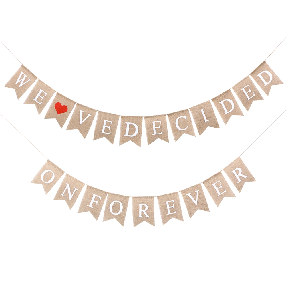 3M WE'VE DECIDED ON FOREVER Burlap Banner Rustic Engagement Party Decoration Banners Double Layers Bunting Banner