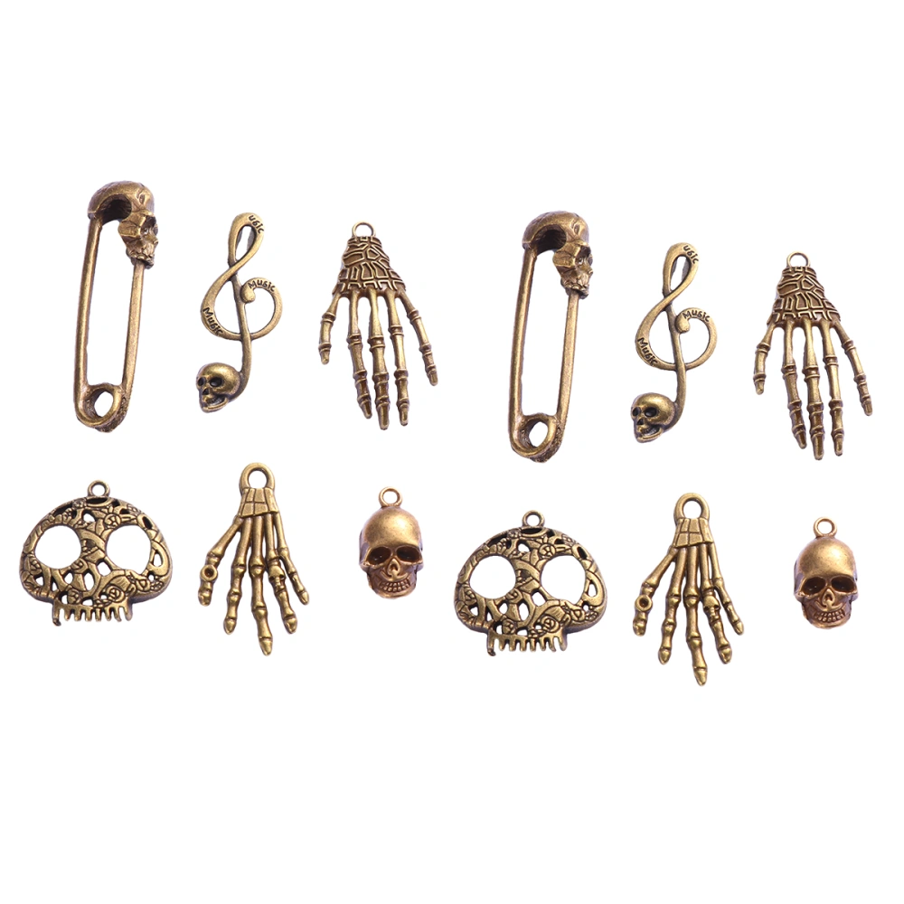 18pcs DIY Jewelry Accessory Alloy Skull Pendant DIY Jewelry Making Supplies for Necklace Bracelet Keychain Antique Bronze