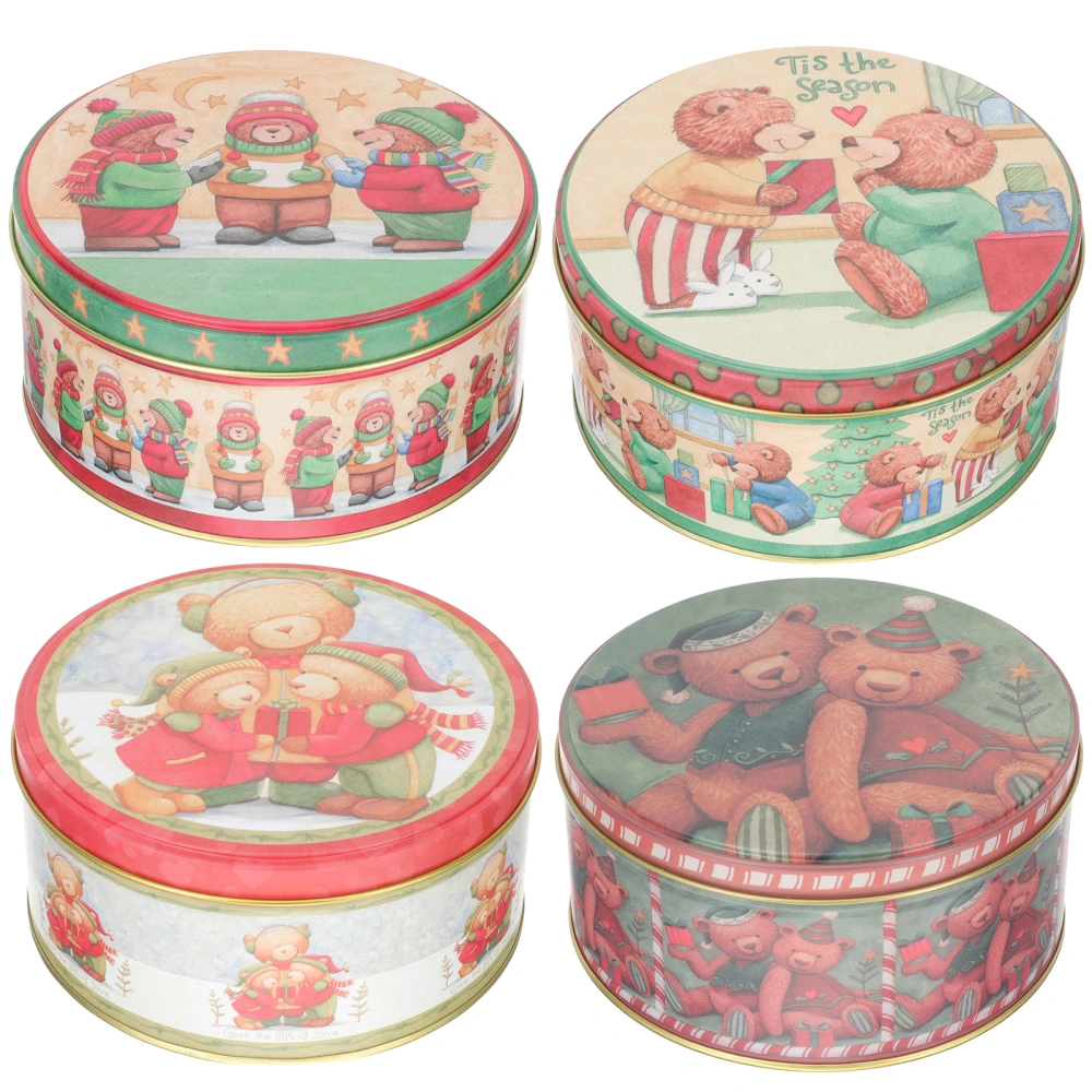 4Pcs Tinplate Candy Boxes Multi-function Candy Cases Christmas Cookies Storage Boxes Gift Supply (Random Style)