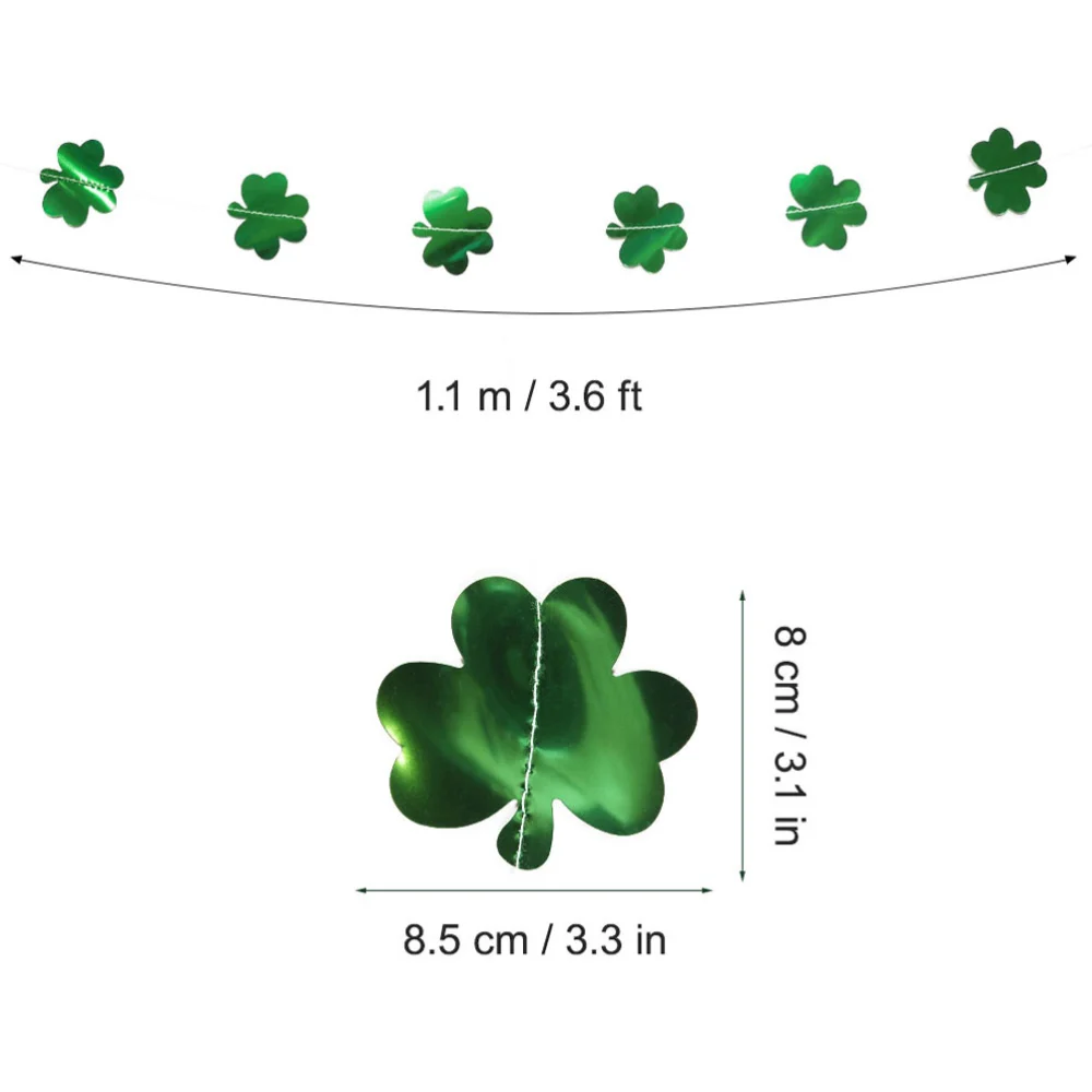 5PCS St. Patricks Day Shamrock Bunting Banner Delicate Clover Garland Layout Supply for Festival Party Decoration