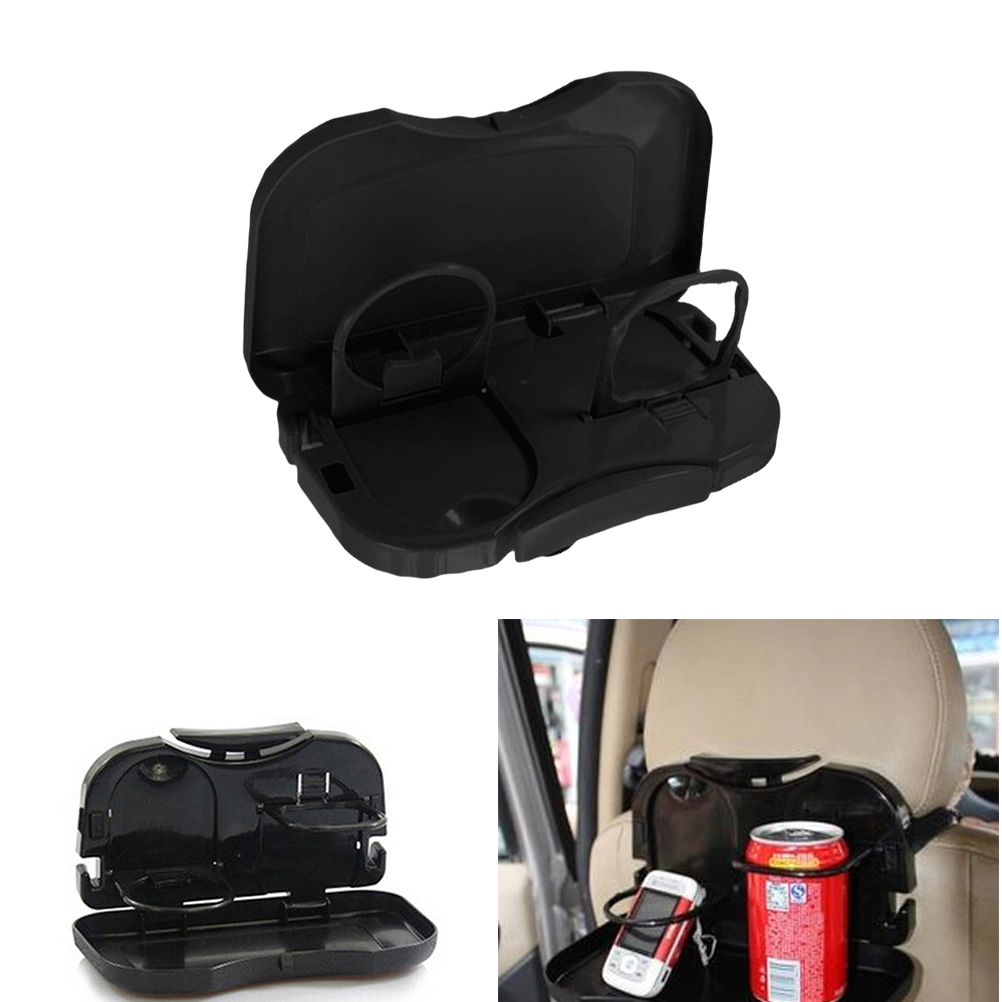 Foldable Car Dining Tray Multifunctional Back Seat Drink Shelf Storage Holder (Black)