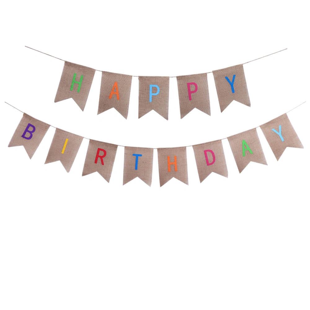 2.2M Bunting Banner Double-layer Linen Letter Swallowtail Flags Hanging Garland Party Decoration